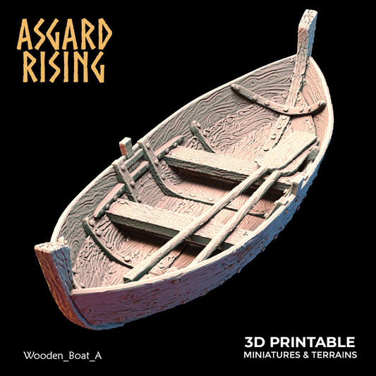 3D Printed Asgard Rising The Coastal Harbor Wooden Boat Set 28 32 mm Wargaming DnD - 3D Printing Boss