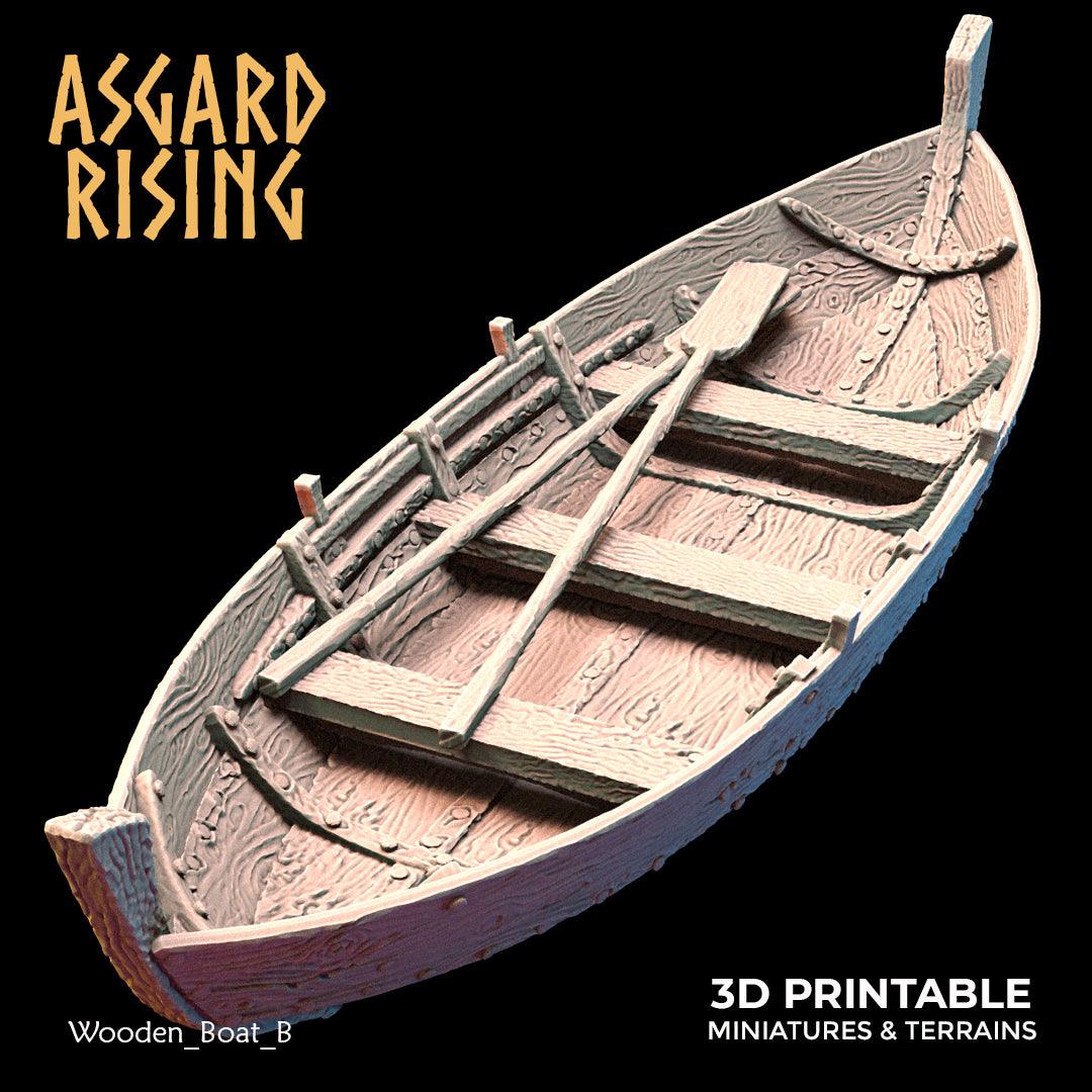 3D Printed Asgard Rising The Coastal Harbor Wooden Boat Set 28 32 mm Wargaming DnD - 3D Printing Boss