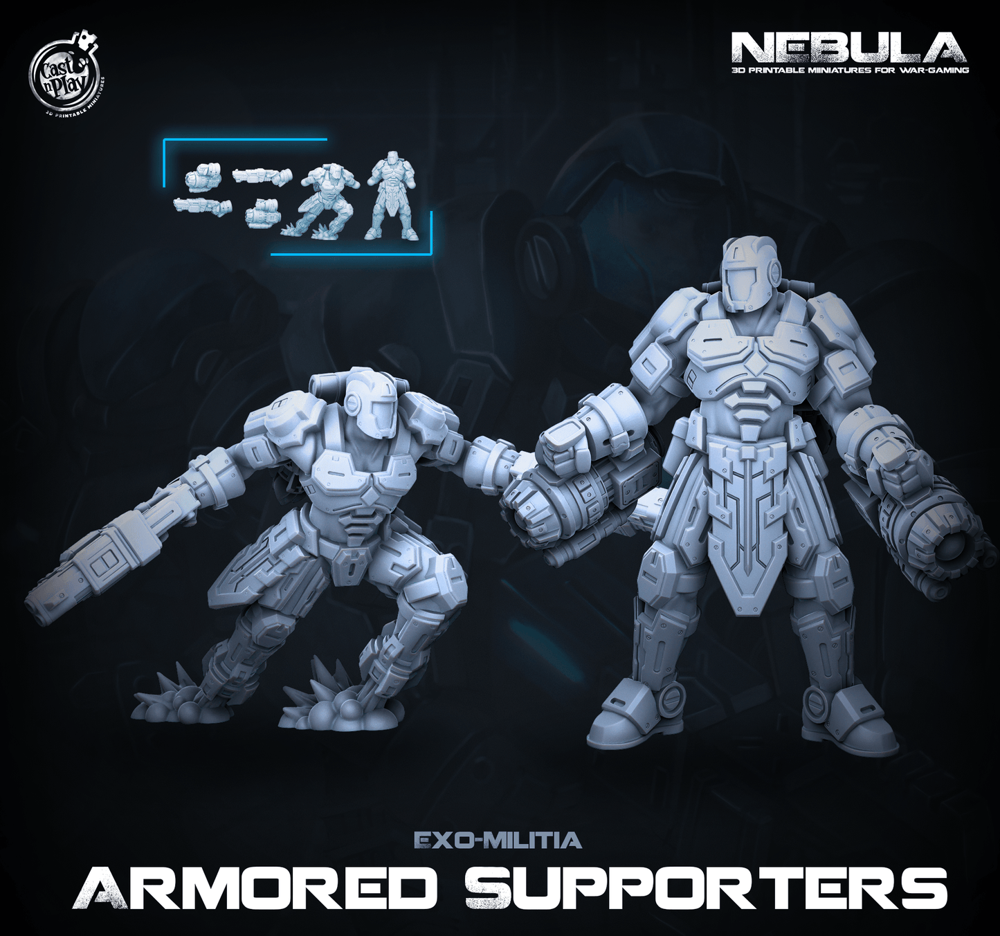 3D Printed Cast n Play Armored Supporters Nebula Origins 28mm 32mm D&D - 3D Printing Boss