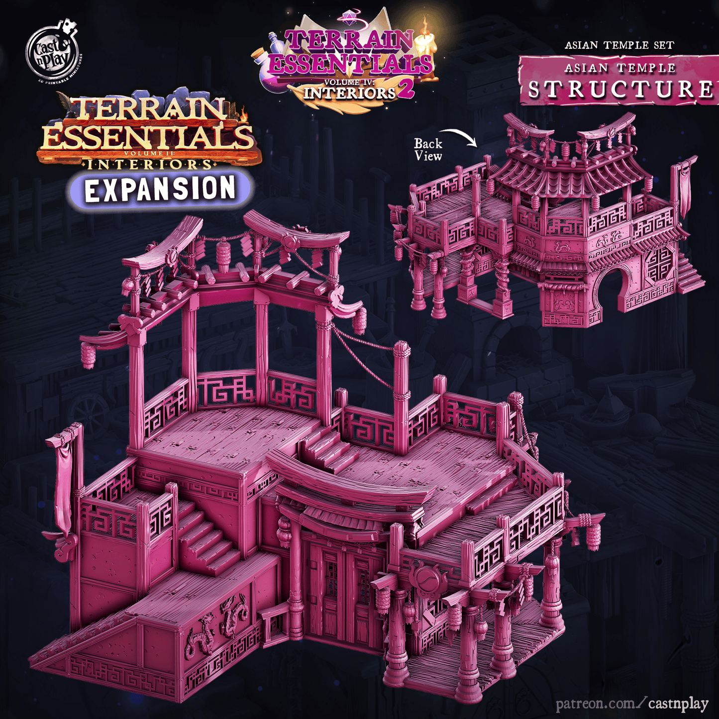 3D Printed Cast n Play Asian Temple Set Structure 28mm 32mm D&D - 3D Printing Boss