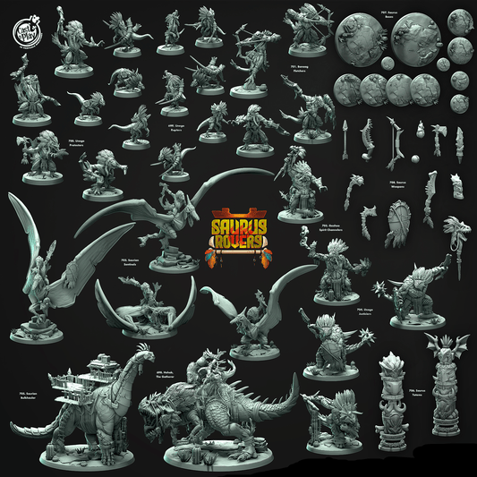 3D Printed Cast n Play Banaag Fletchers Saurus Rovers Set 28mm 32mm D&D - 3D Printing Boss