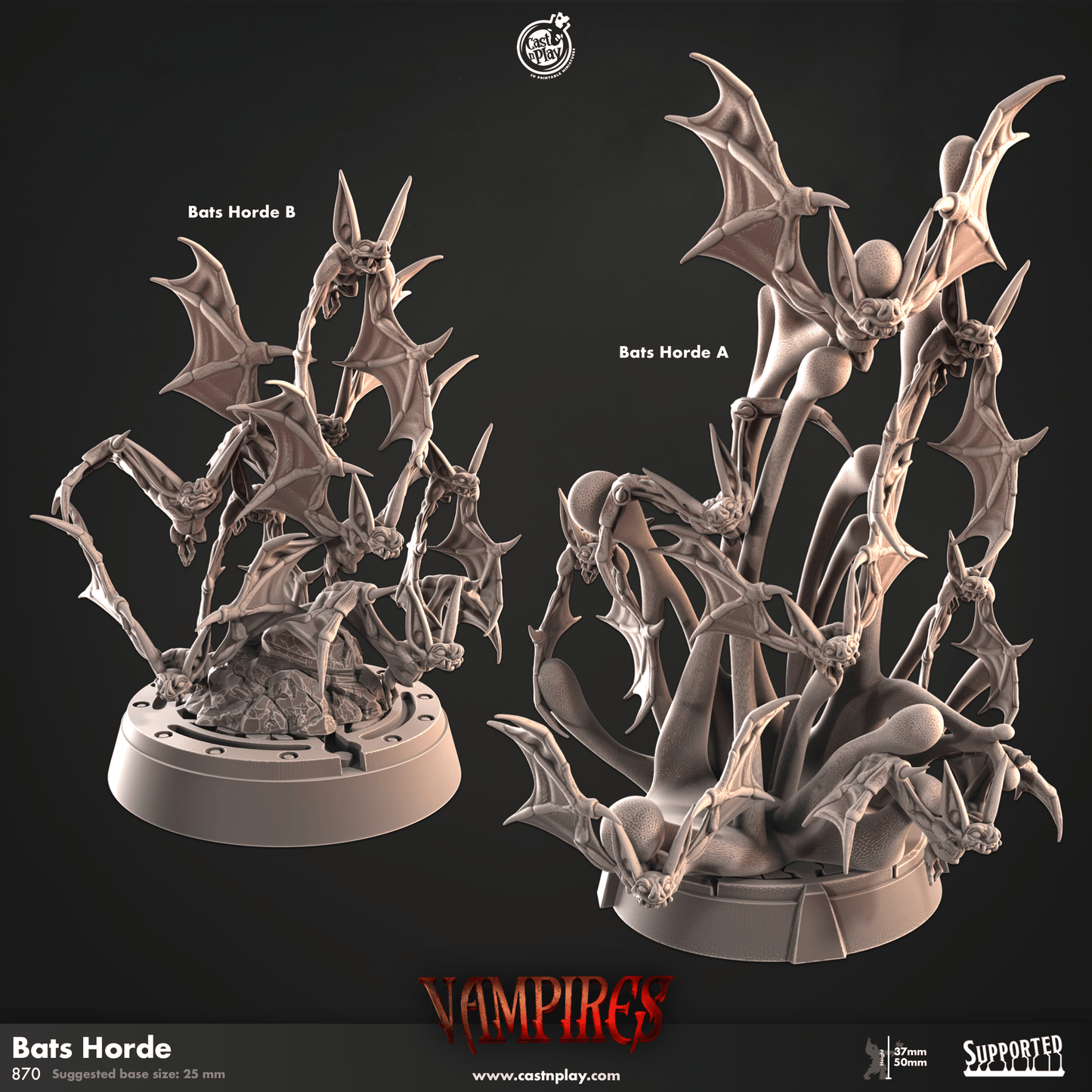 3D Printed Cast n Play Bats Cloud Vampires Set 28mm 32mm D&D - 3D Printing Boss