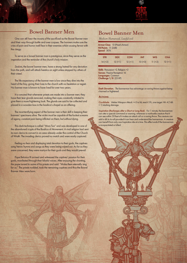 3D Printed Cast n Play Bowels Banners Church of Wrath 28mm 32mm D&D - 3D Printing Boss