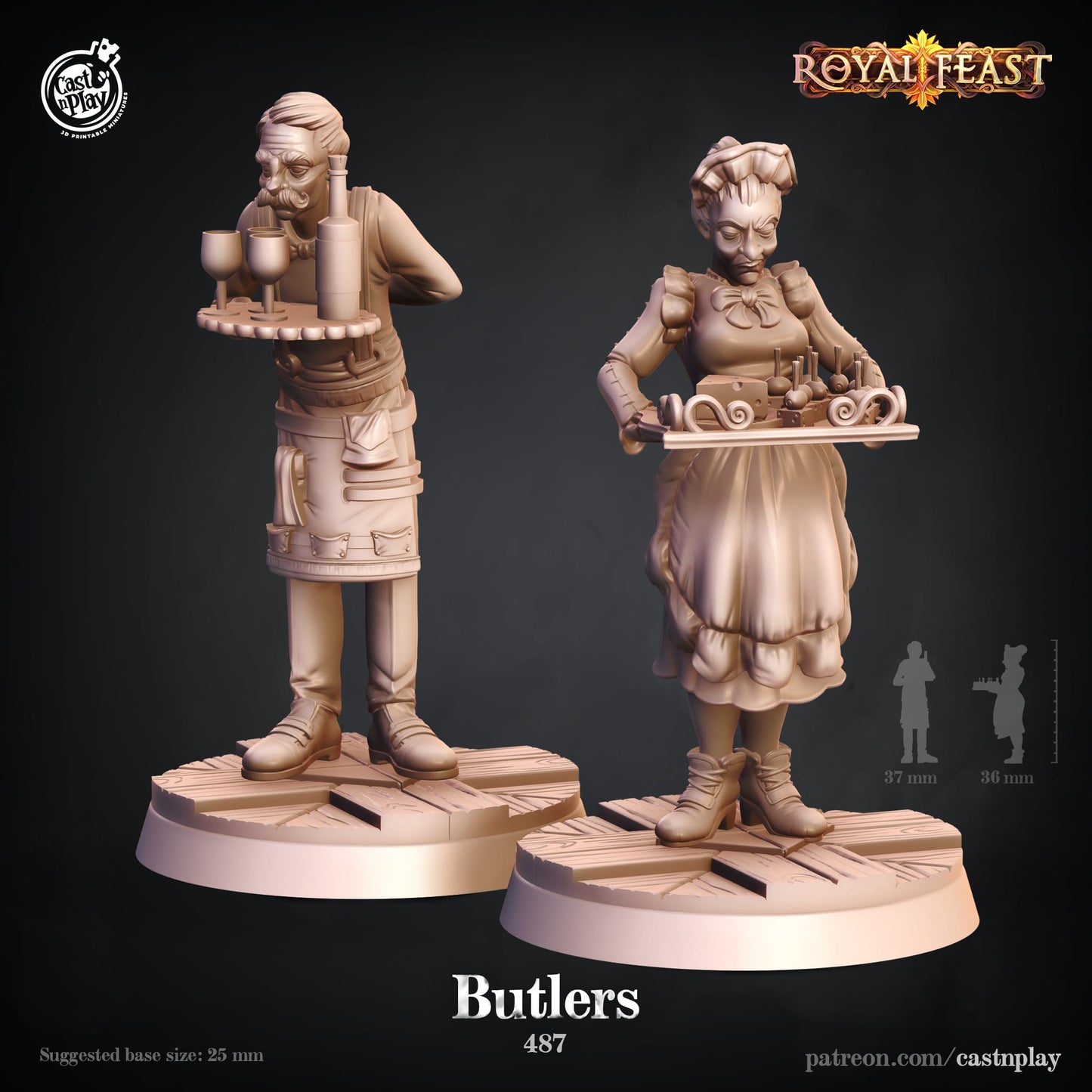3D Printed Cast n Play Butlers Royal Feast Death Tiles 28mm 32mm D&D - 3D Printing Boss