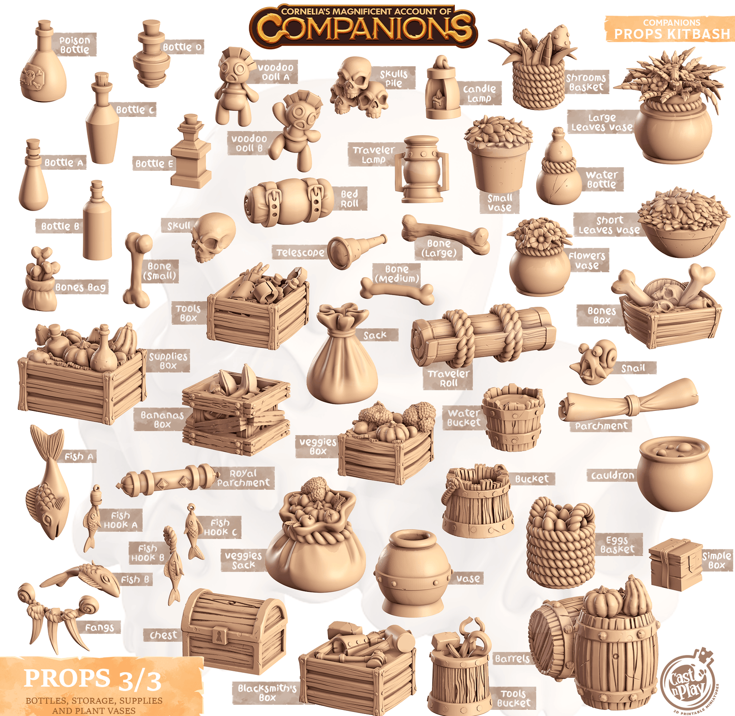 3D Printed Cast n Play Companion's Props Kitbash Companions 28mm 32mm D&D - 3D Printing Boss