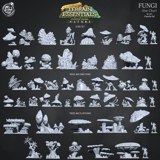 3D Printed Cast n Play Dark And Magic Fungi Fungi Terrain Set Terrain Essentials Nature 28mm 32mm D&D - 3D Printing Boss