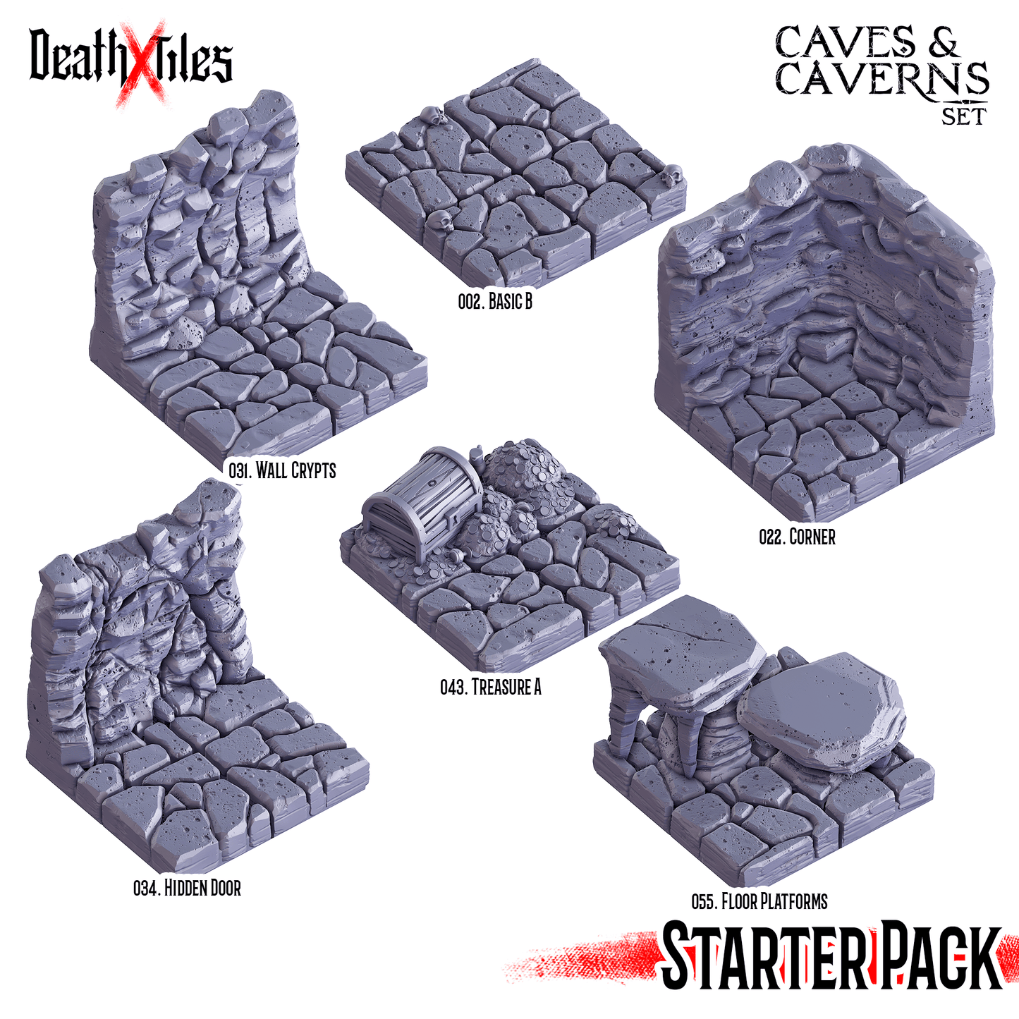 3D Printed Cast n Play Death Tiles Caves and Caverns Starter Set - 3D Printing Boss
