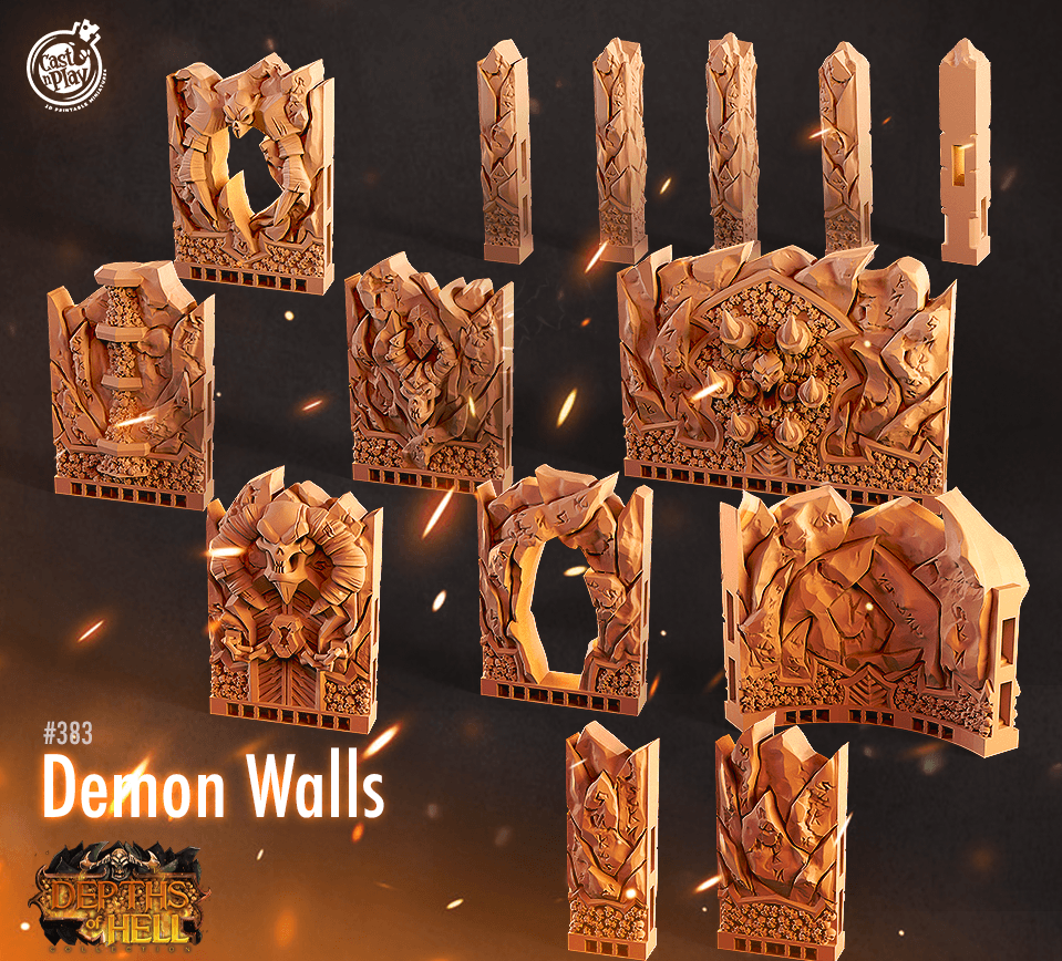3D Printed Cast n Play Depths of Hell Demon Walls 28mm 32mm D&D - 3D Printing Boss