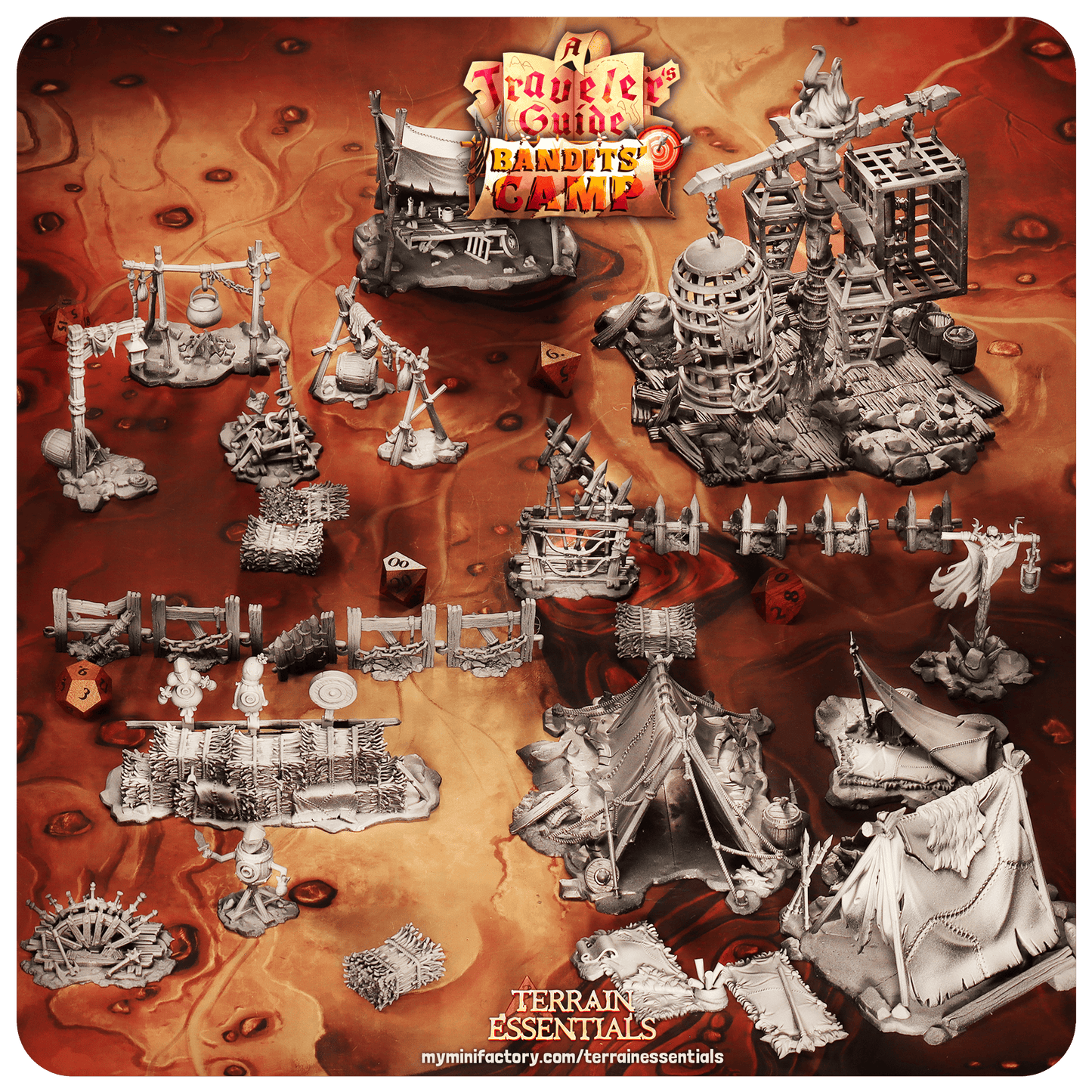 3D Printed Cast n Play Dining Area Bandits Camp Terrain Set 28mm 32mm D&D - 3D Printing Boss