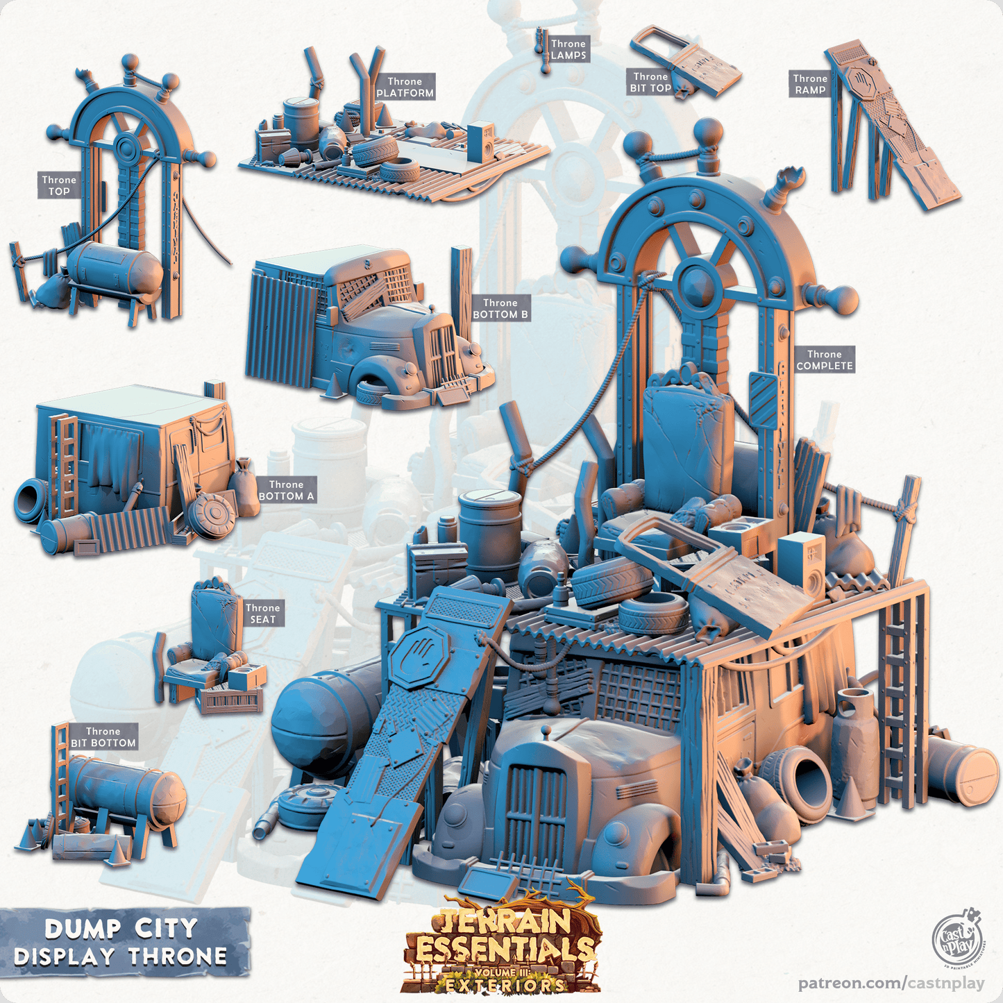 3D Printed Cast n Play Display Throne Dump City Set 28mm 32mm D&D - 3D Printing Boss