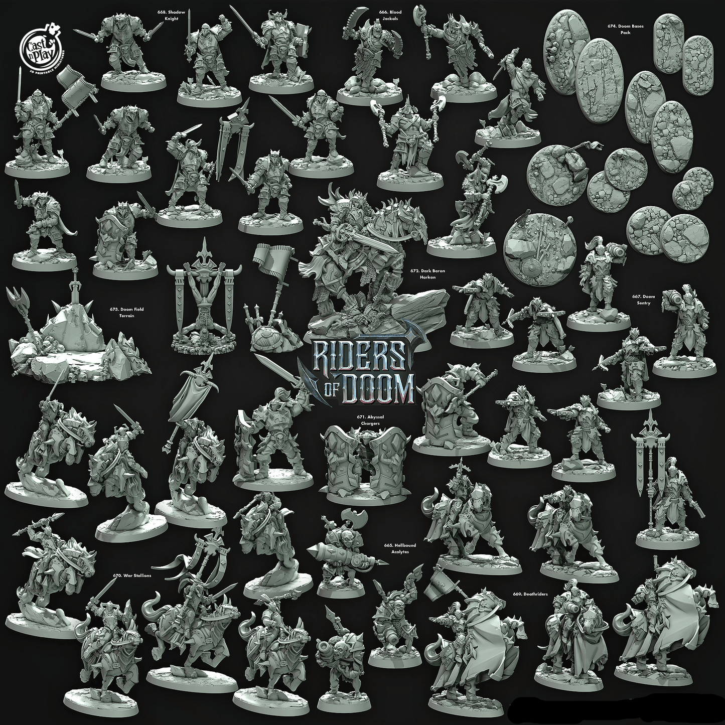 3D Printed Cast n Play Doom Sentry Riders of Doom Set 28mm 32mm D&D - 3D Printing Boss