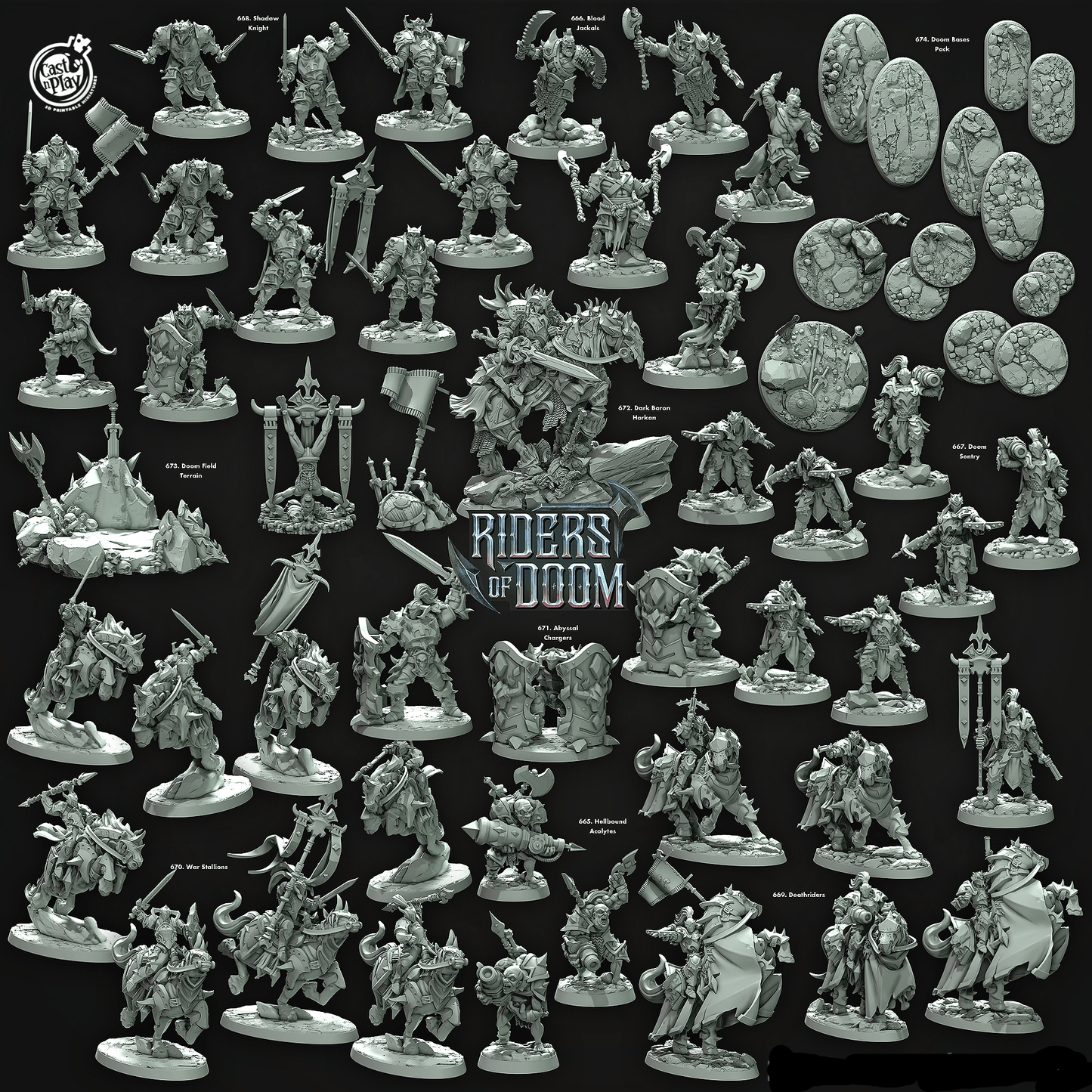3D Printed Cast n Play Doomed Field Terrain Riders of Doom Set 28mm 32mm D&D - 3D Printing Boss