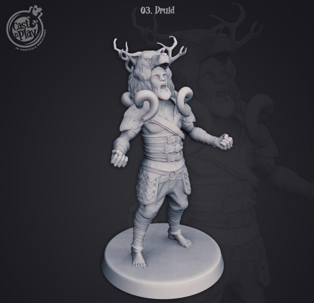 3D Printed Cast n Play Druid 28mm 32mm D&D - 3D Printing Boss