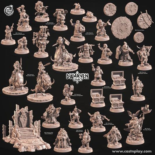 3D Printed Cast n Play Dwarf Boar-Steeler Riders Dwarven Legacy Set 28mm 32mm D&D - 3D Printing Boss