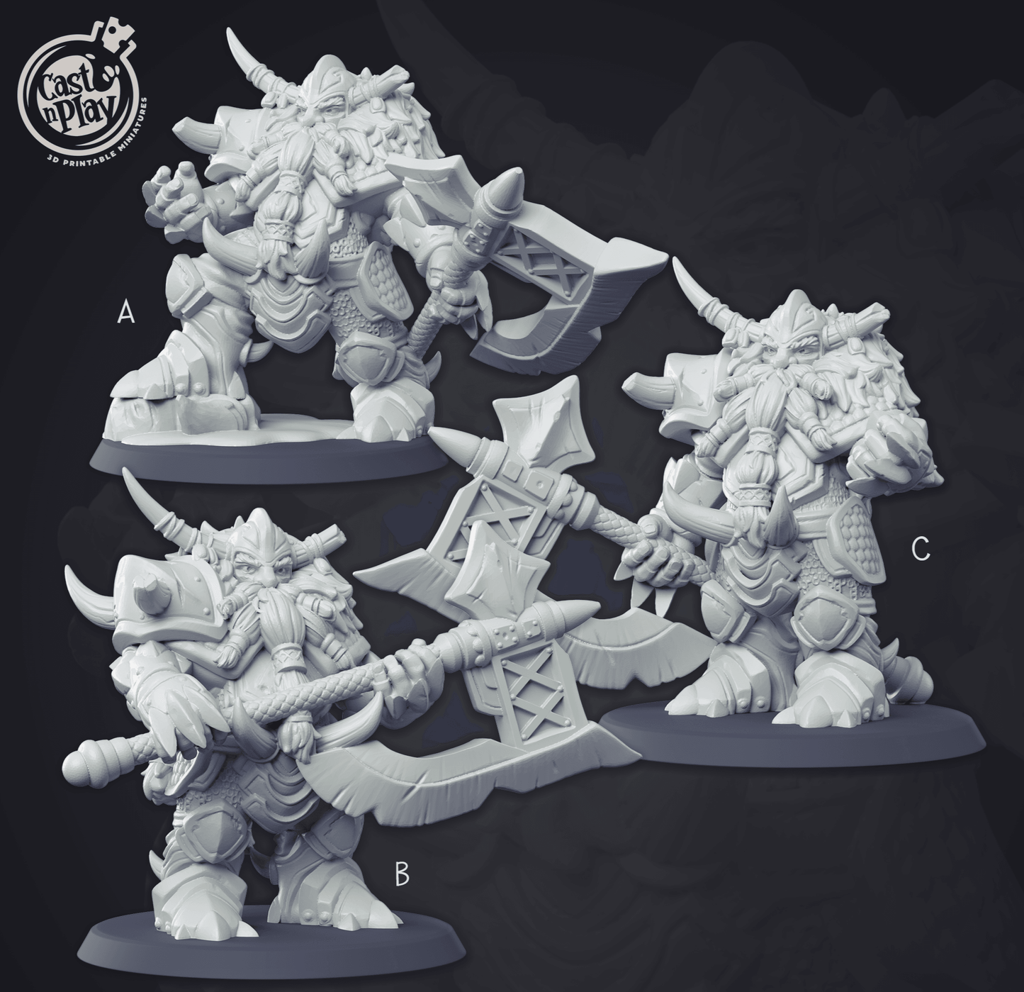 3D Printed Cast n Play - Dwarf Commanders Set 28mm 32mm D&D - 3D Printing Boss
