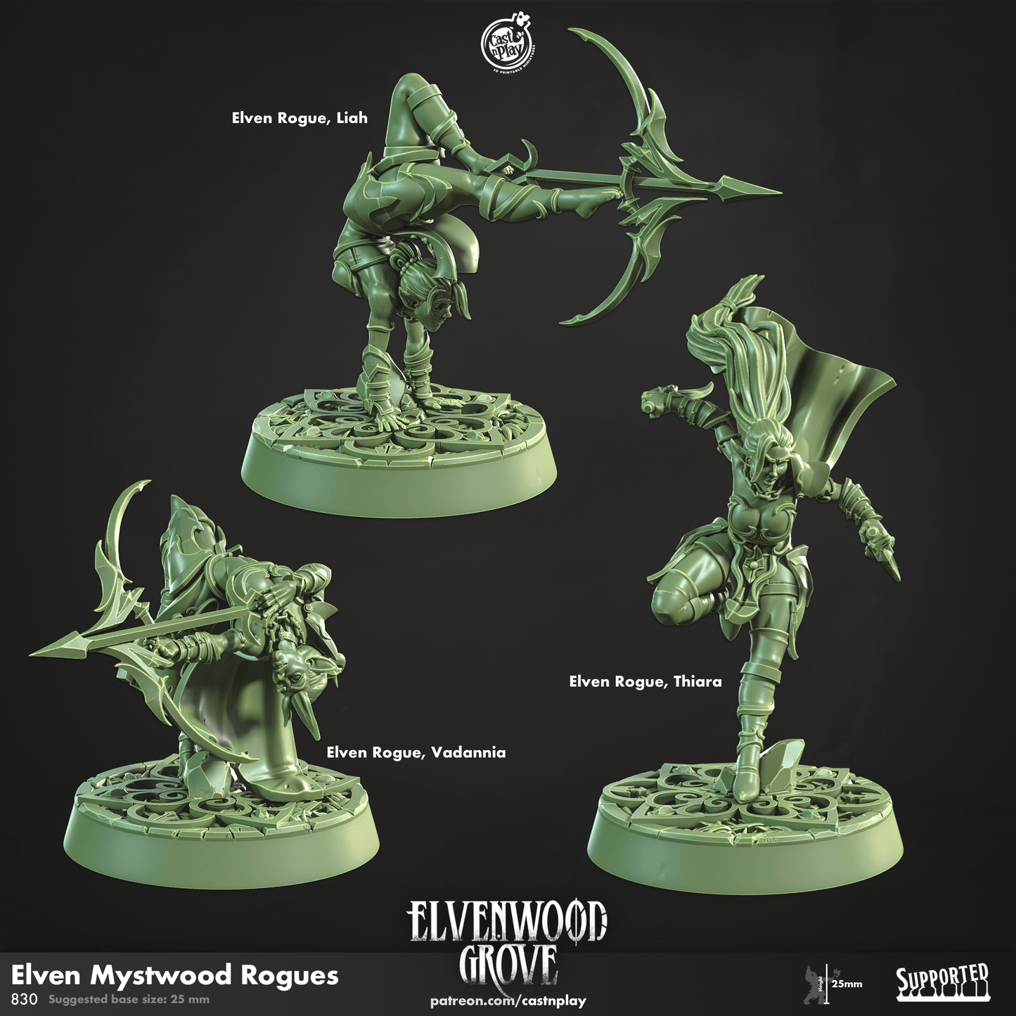 3D Printed Cast n Play Elven Mystwood Rogues Elvenwood Grove Set 28mm 32mm D&D - 3D Printing Boss