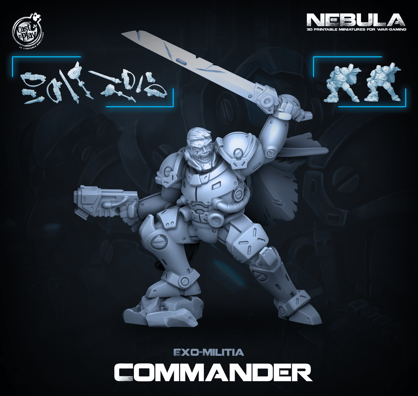3D Printed Cast n Play Exo Commander Nebula Origins 28mm 32mm D&D - 3D Printing Boss