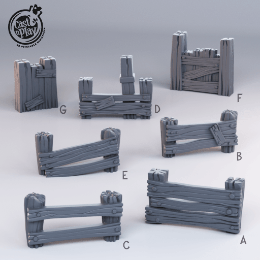 3D Printed Cast n Play Farmyard Fences Townsfolk 28mm 32mm D&D - 3D Printing Boss