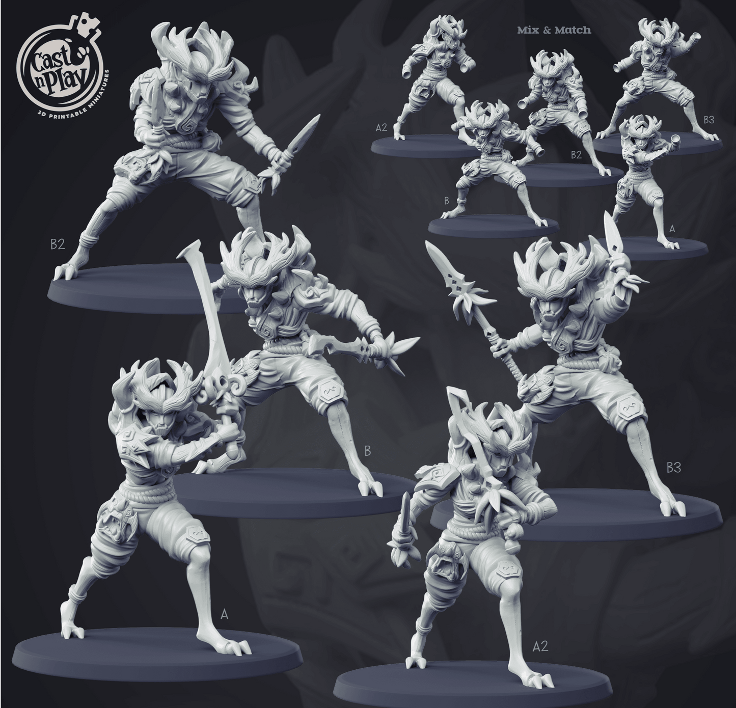 3D Printed Cast n Play Forest Warrior Set 28mm 32mm D&D - 3D Printing Boss