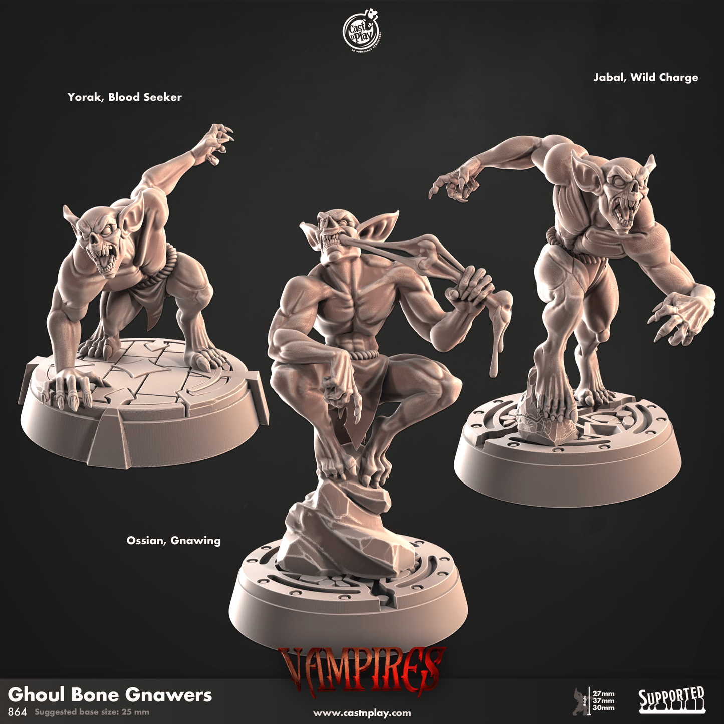 3D Printed Cast n Play Ghoul Bone Gnawers Vampires Set 28mm 32mm D&D - 3D Printing Boss