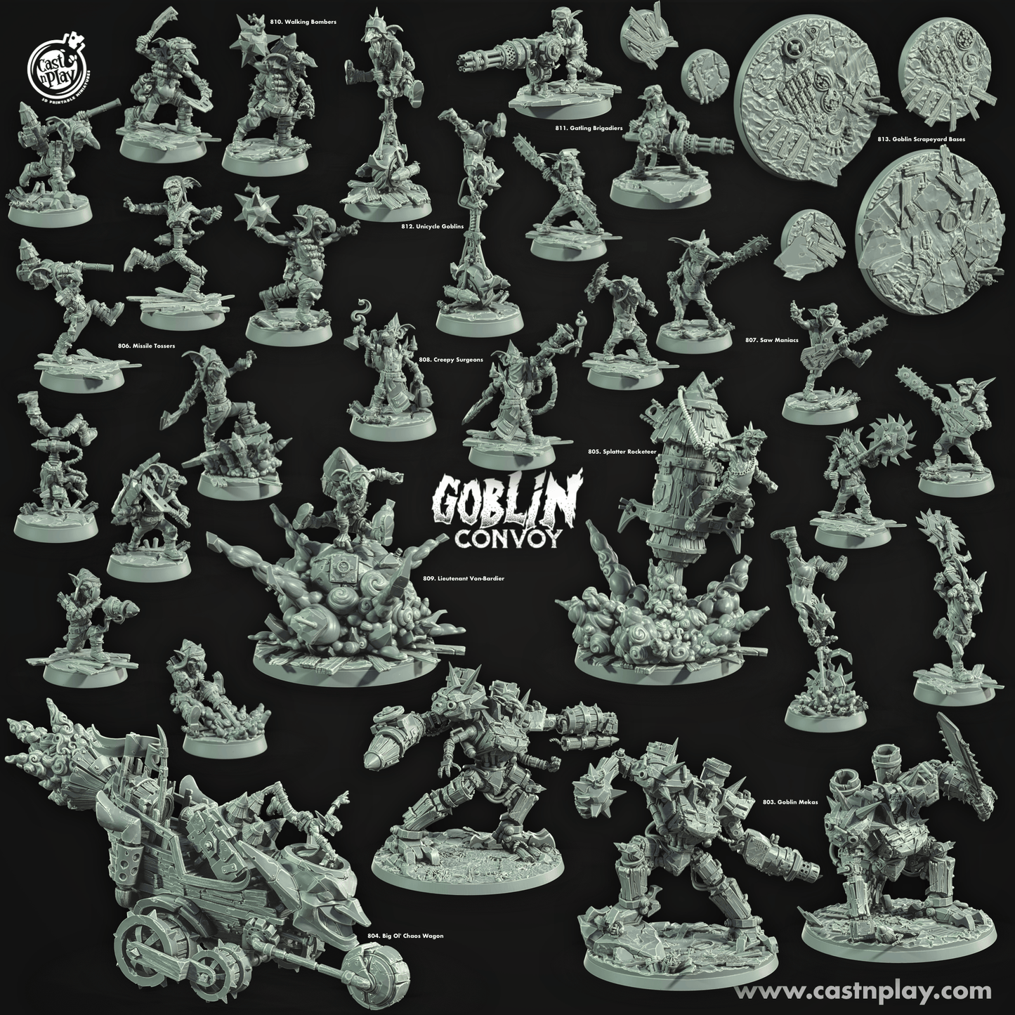 3D Printed Cast n Play Goblin Mekas The Goblin Convoy 28mm 32mm D&D - 3D Printing Boss