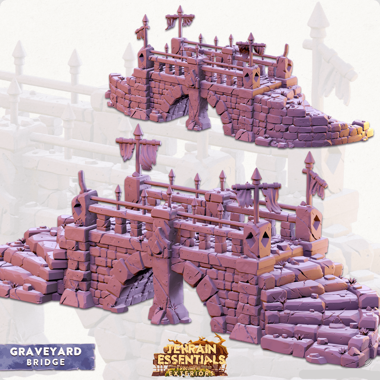 3D Printed Cast n Play Graveyard - Graveyard Bridge Set 28mm 32mm D&D - 3D Printing Boss