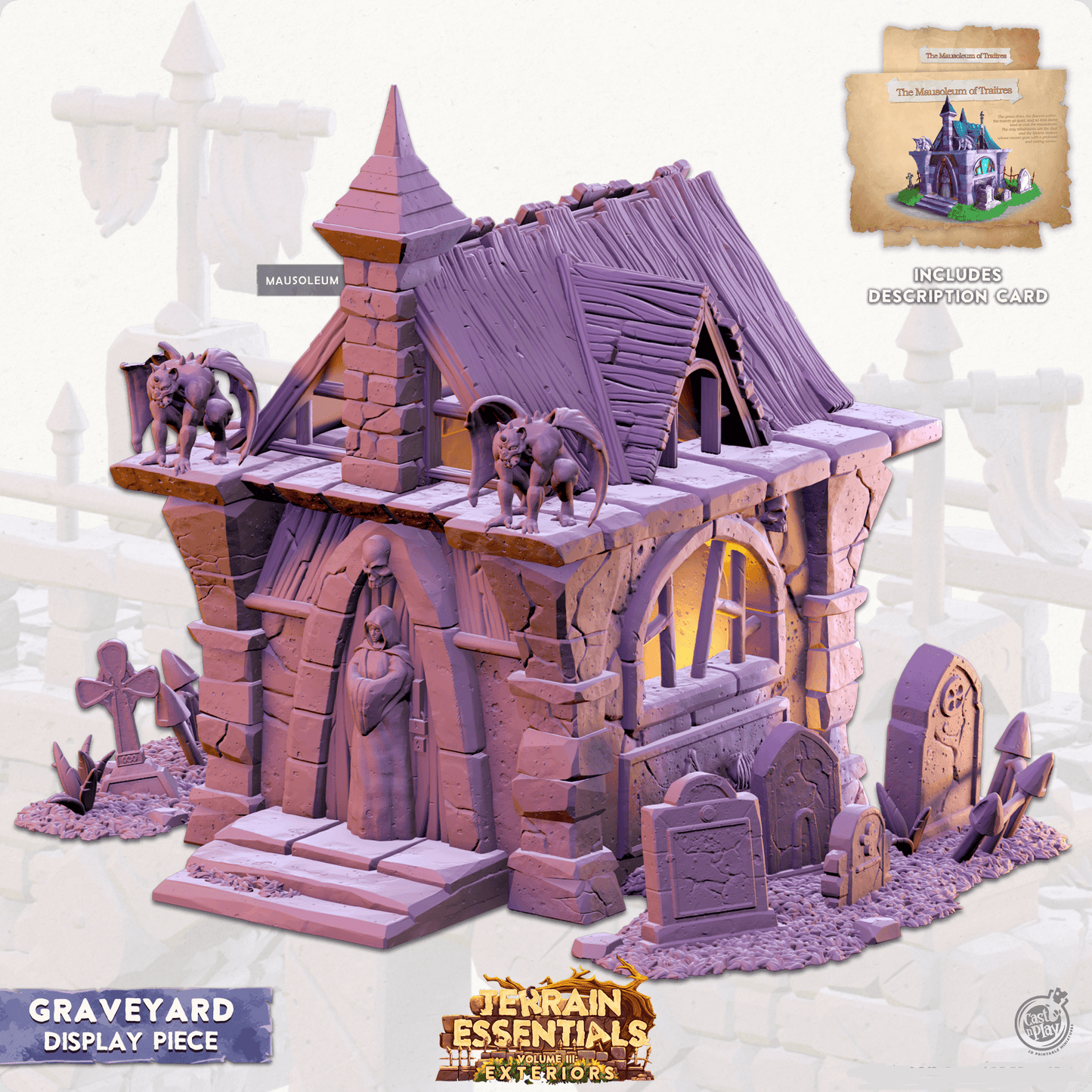3D Printed Cast n Play Graveyard - Mausoleum Display Piece 28mm 32mm D&D - 3D Printing Boss