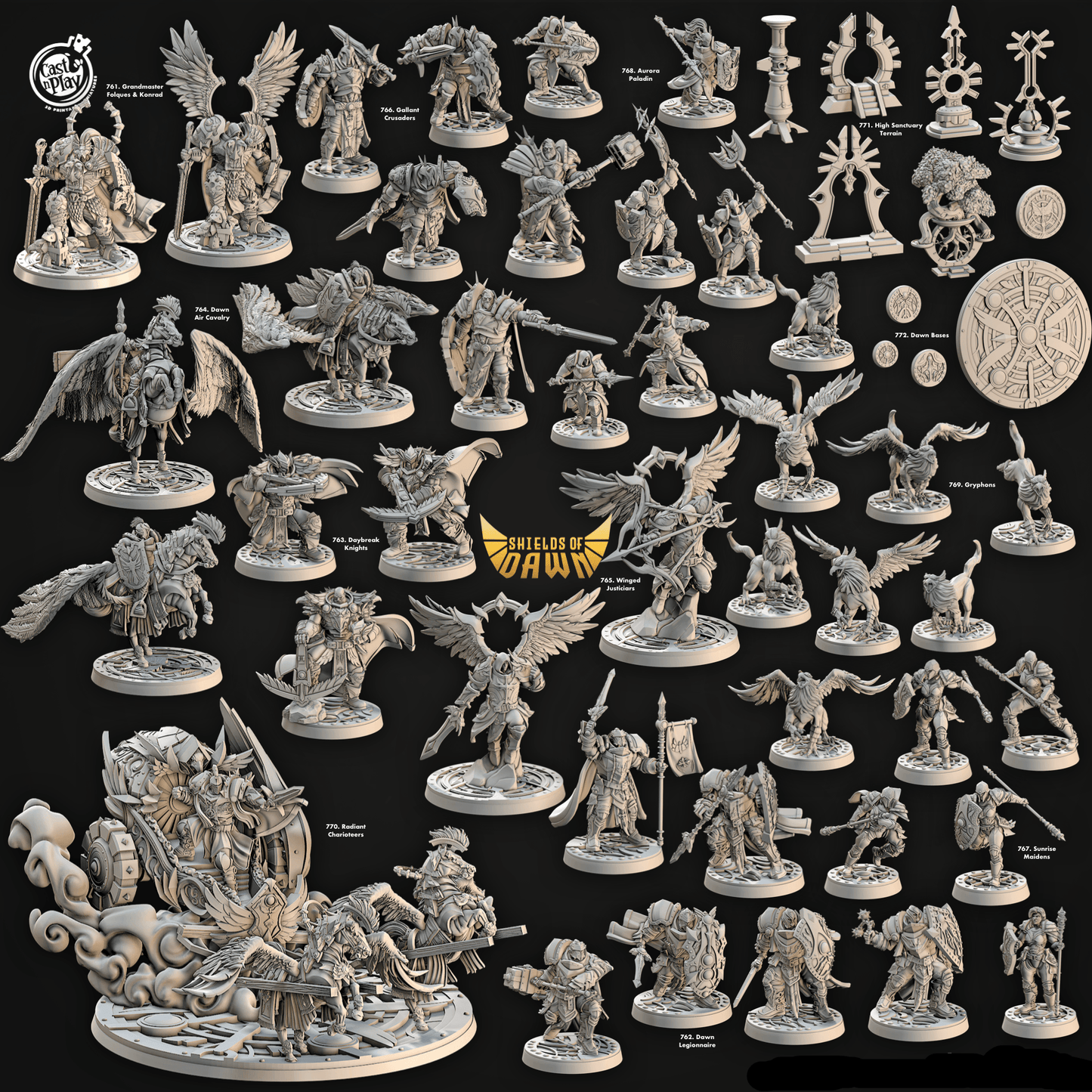 3D Printed Cast n Play Gryphons Shields of Dawn 28mm 32mm D&D - 3D Printing Boss