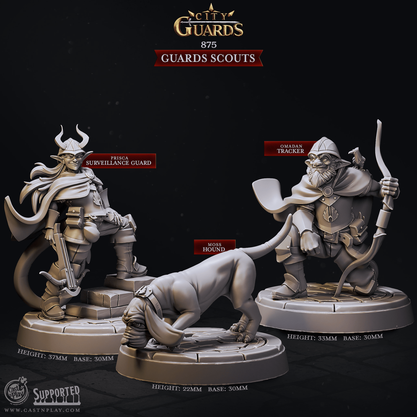 3D Printed Cast n Play Guards Scouts City Guards Set 28mm 32mm D&D - 3D Printing Boss