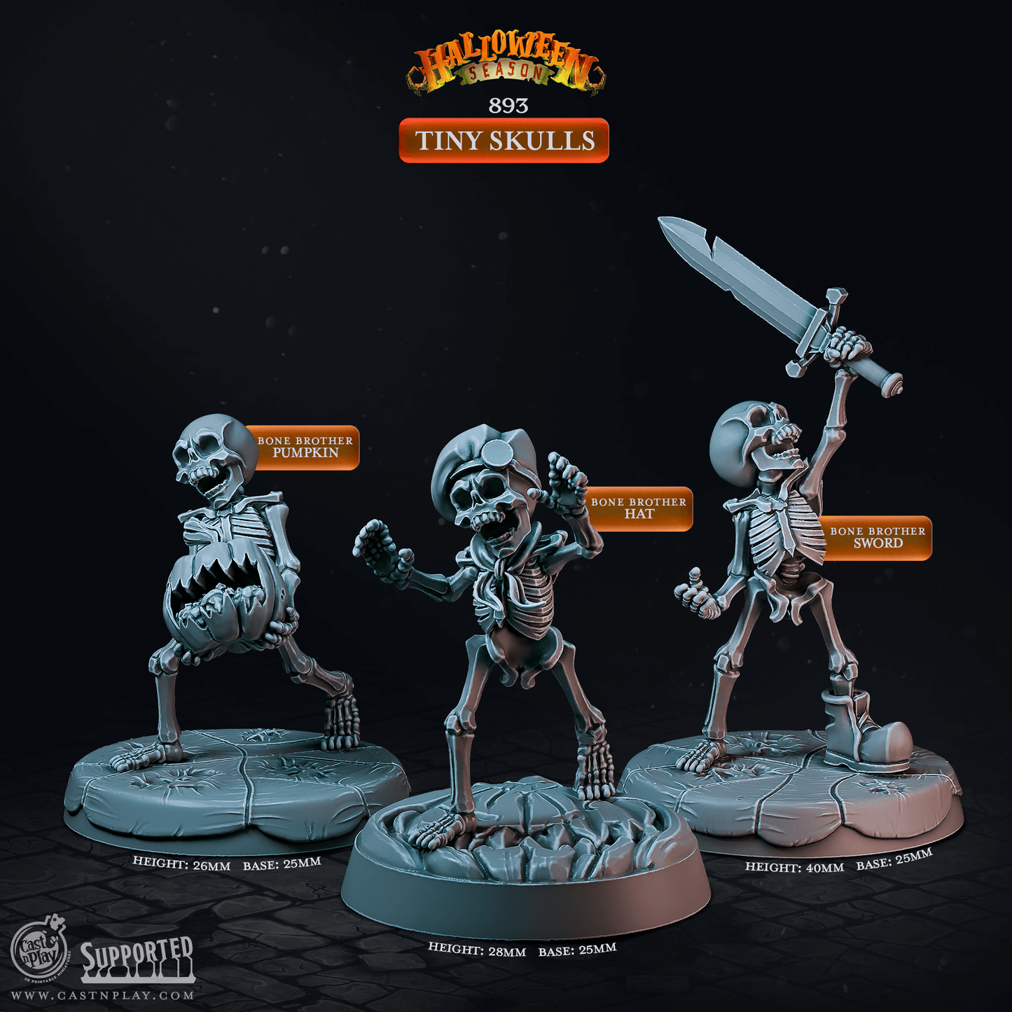 3D Printed Cast n Play Halloween Season Tiny Terrors 28mm 32mm D&D - 3D Printing Boss