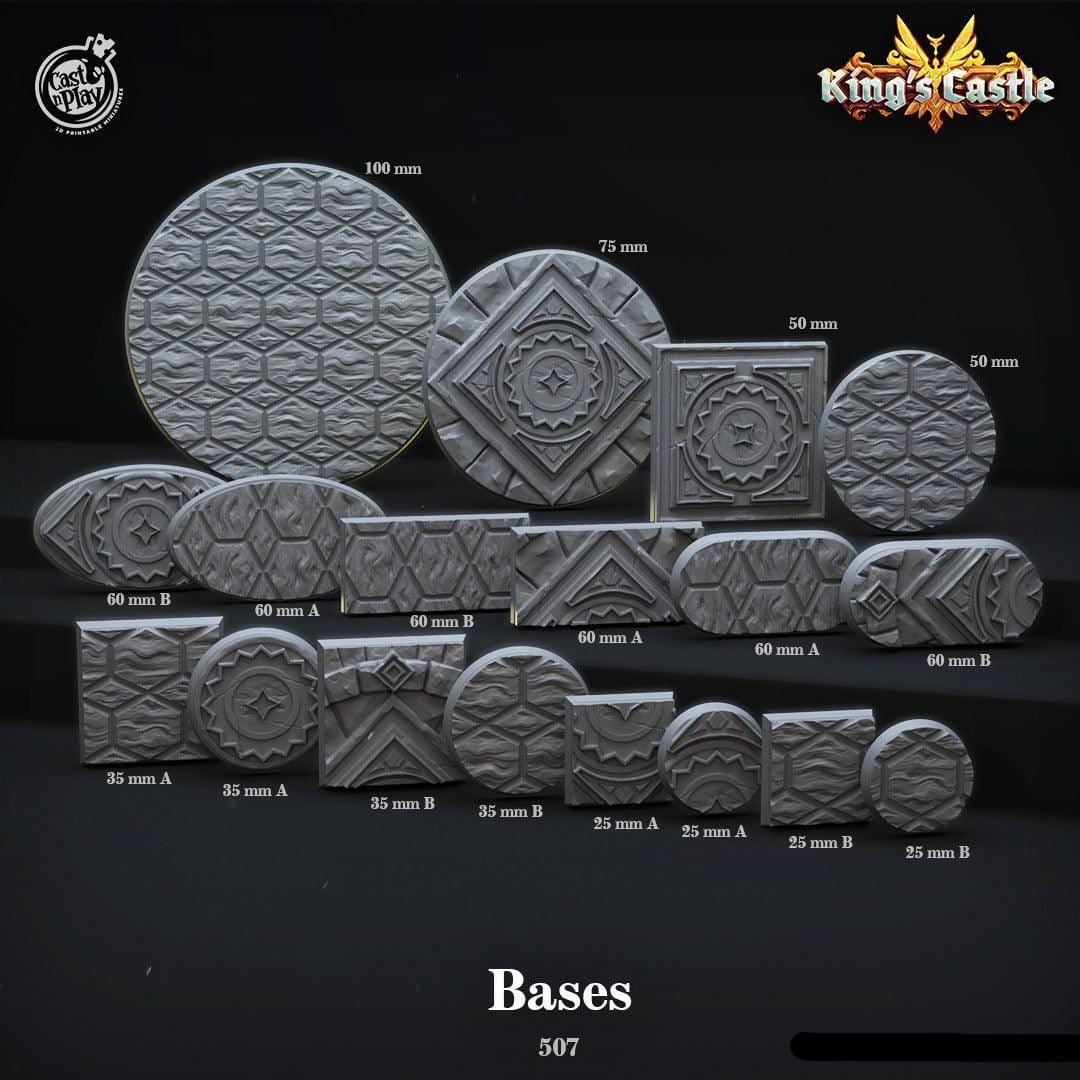 3D Printed Cast n Play King's Castle Bases Set 28mm 32mm D&D - 3D Printing Boss