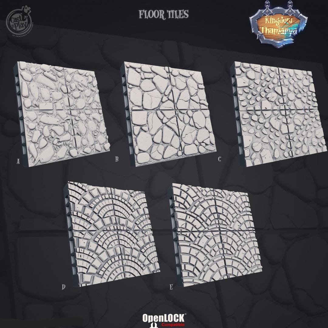 3D Printed Cast n Play Kingdom Street Floor Tiles Kingdom Of Thamarya 28mm 32mm D&D - 3D Printing Boss