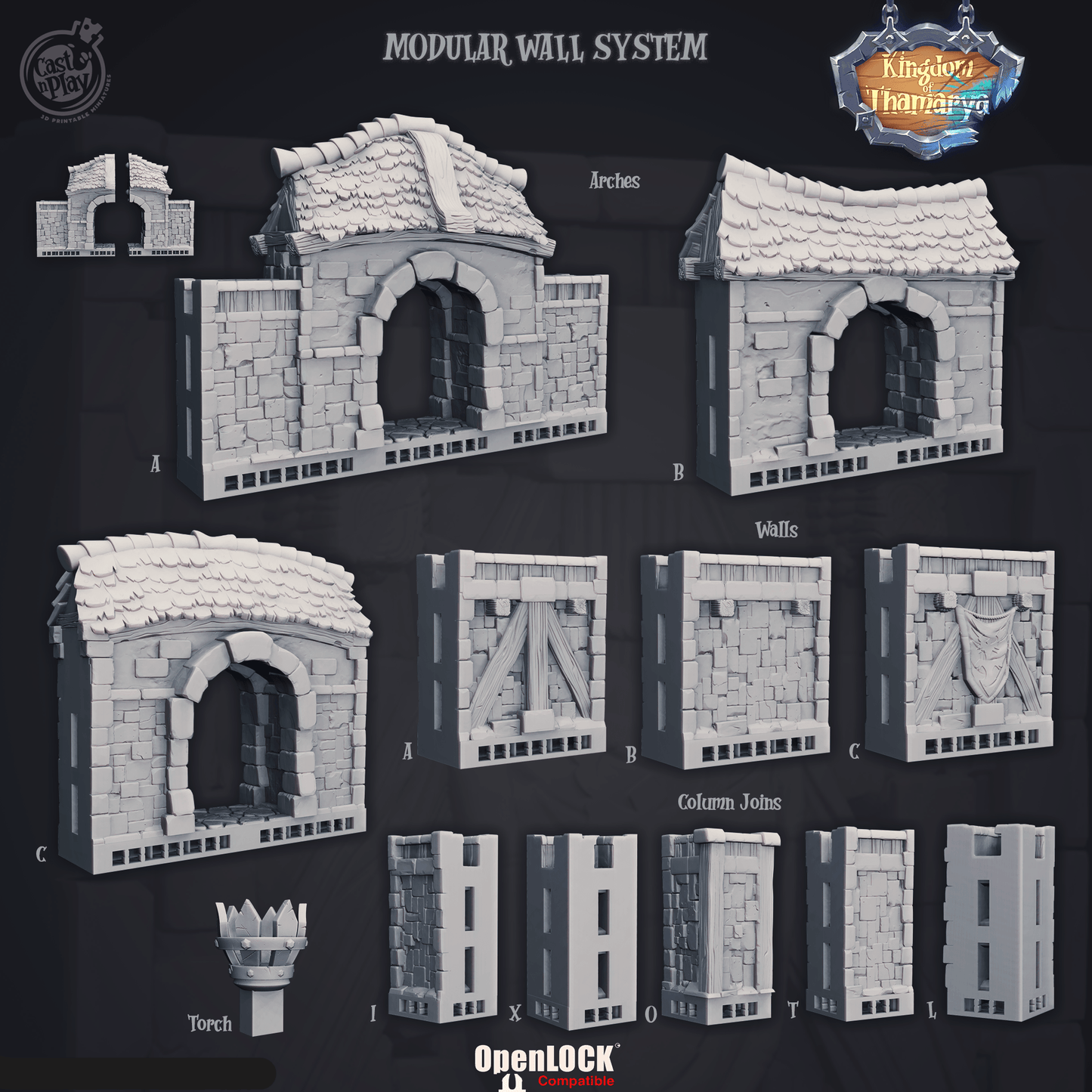 3D Printed Cast n Play Kingdom Walls Kingdom Of Thamarya 28mm 32mm D&D - 3D Printing Boss