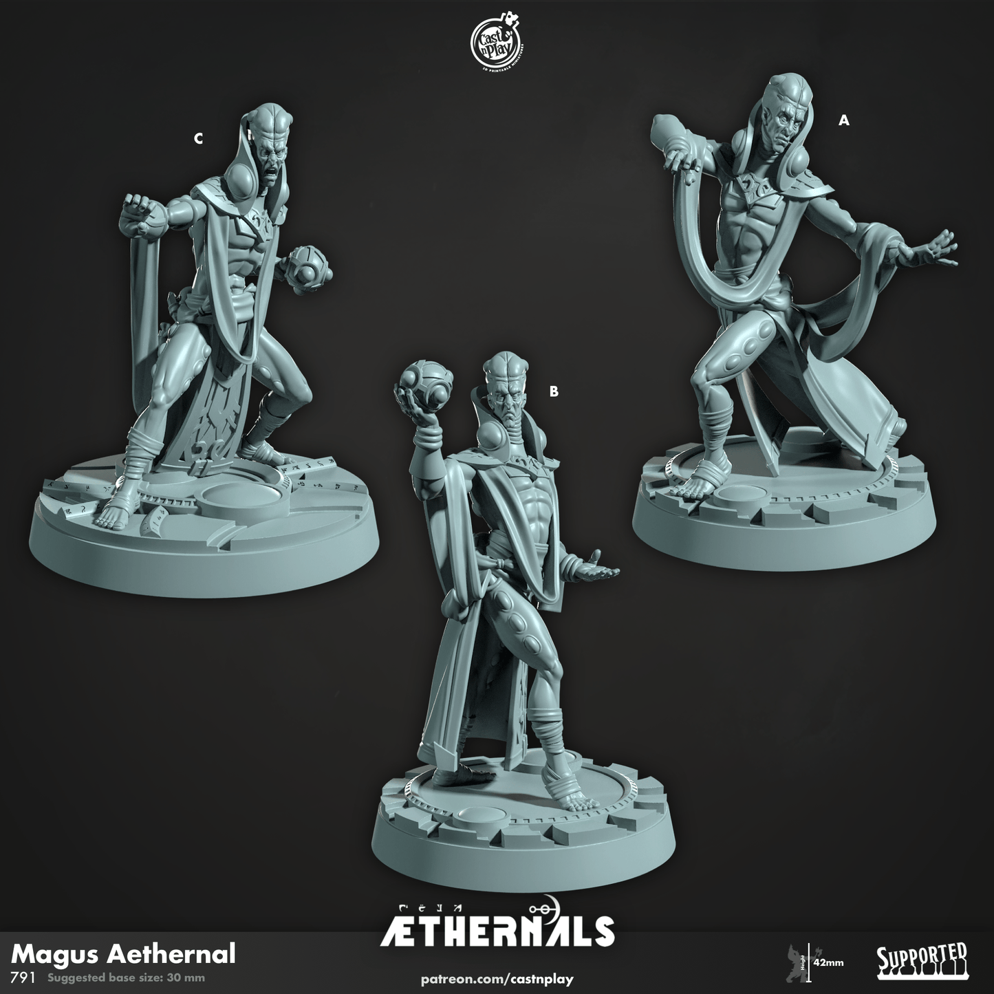 3D Printed Cast n Play Magus Aethernal Aethernals Collection 28mm 32mm D&D - 3D Printing Boss