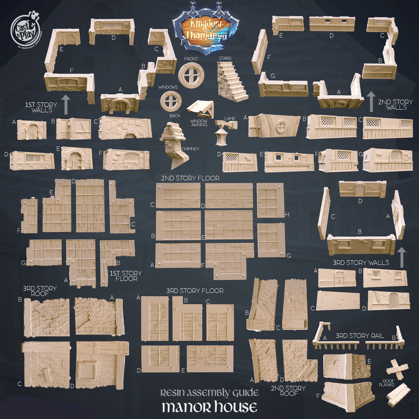 3D Printed Cast n Play Mannor House Kingdom Of Thamarya 28mm 32mm D&D - 3D Printing Boss