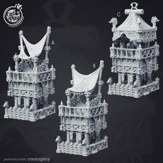3D Printed Cast n Play Medieval Bleachers 28mm 32mm D&D - 3D Printing Boss