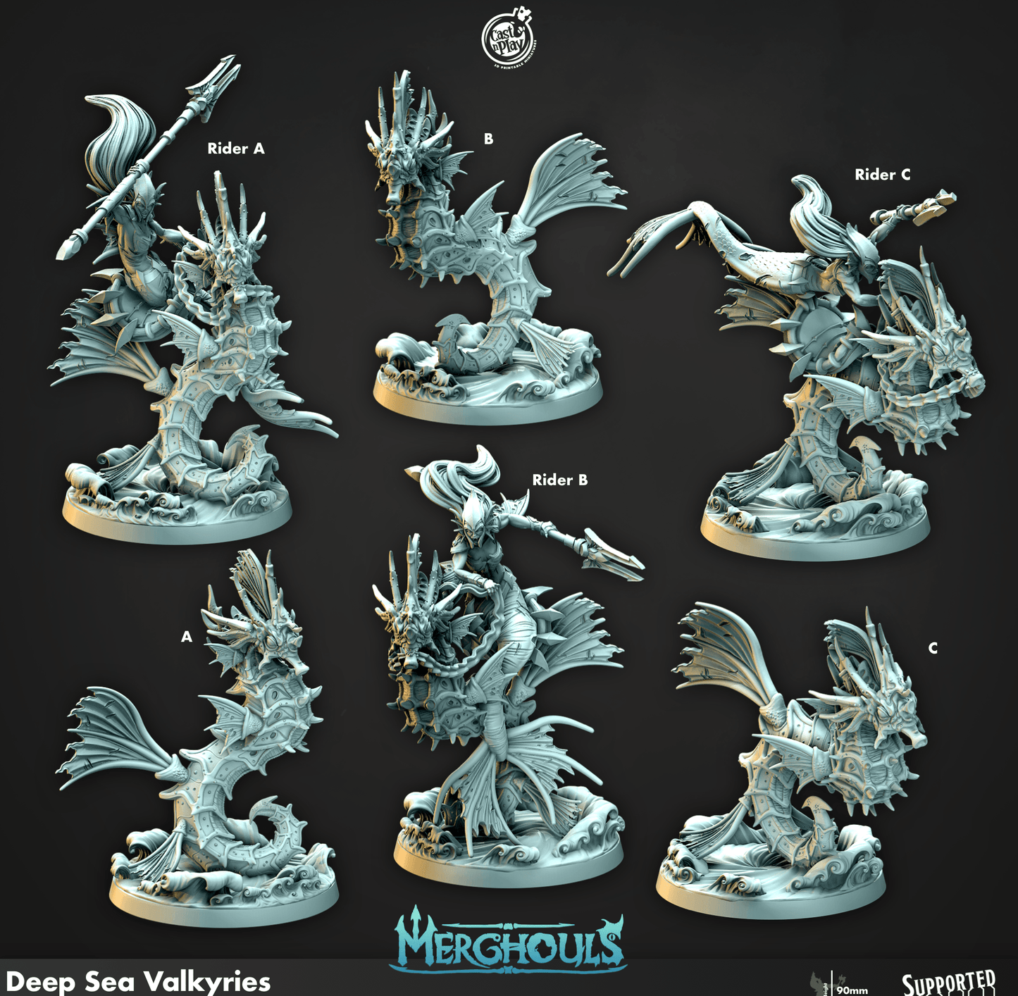 3D Printed Cast n Play Merghouls Deep Sea Valkyries 28mm 32mm D&D - 3D Printing Boss