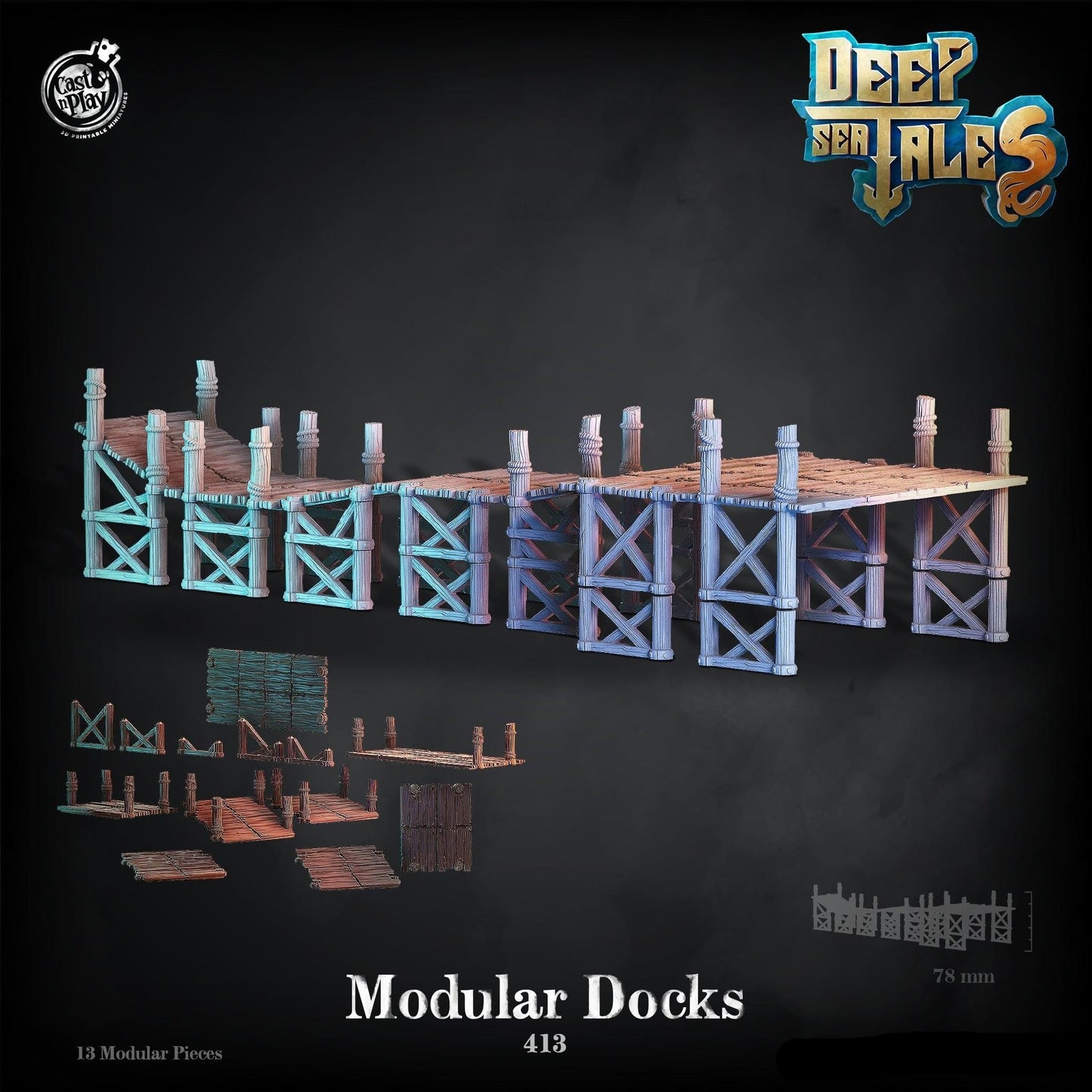 3D Printed Cast n Play Modular Docks Deep Sea Tales 28mm 32mm D&D - 3D Printing Boss