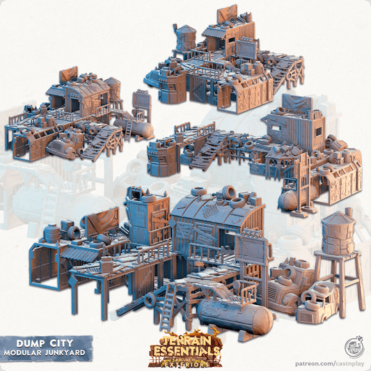 3D Printed Cast n Play Modular Junkyard Dump City Set 28mm 32mm D&D - 3D Printing Boss