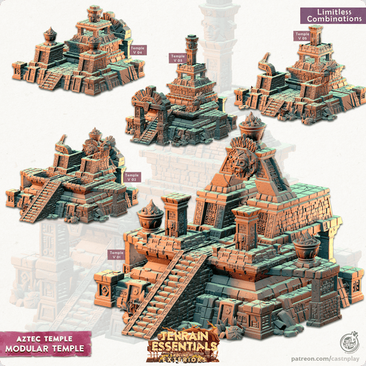 3D Printed Cast n Play Modular Temple Aztec Temple Set 28mm 32mm D&D - 3D Printing Boss