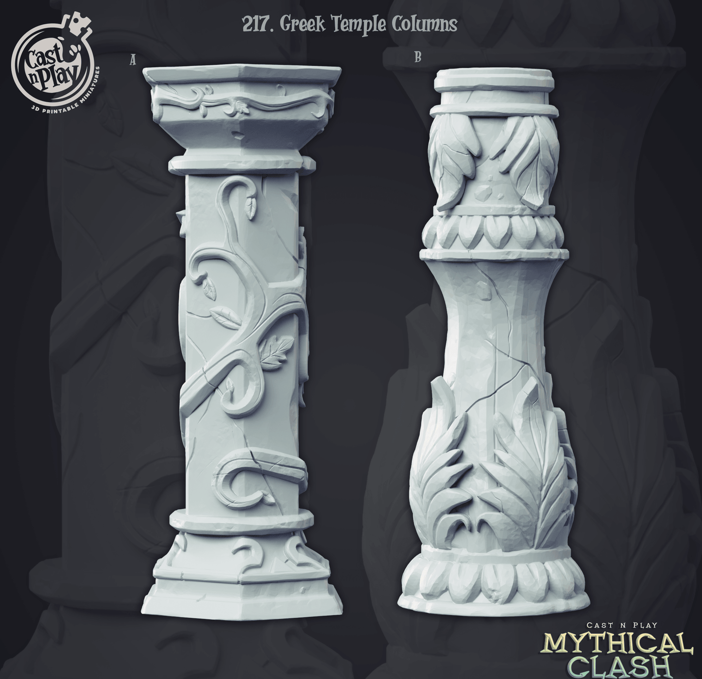 3D Printed Cast n Play Mythical Clash Collection - Greek Temple Columns 28mm 32mm D&D - 3D Printing Boss