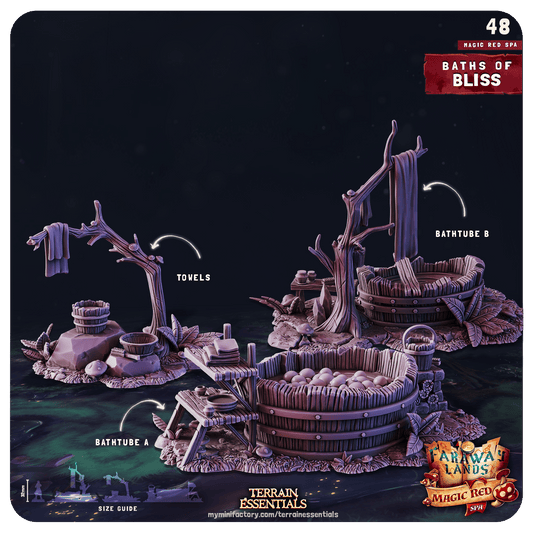 3D Printed Cast n Play Red Magic Spa Set 28mm 32mm D&D - 3D Printing Boss
