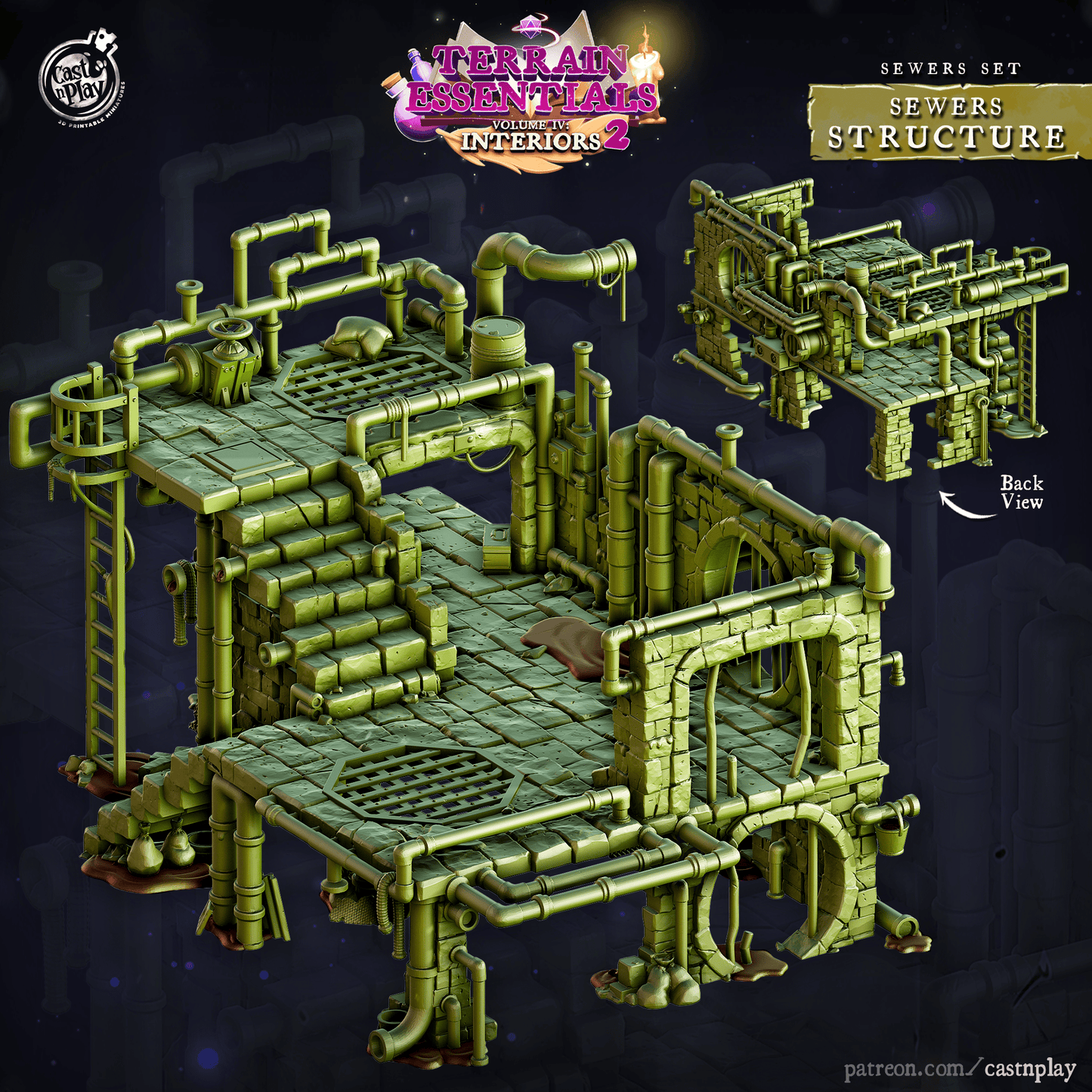 3D Printed Cast n Play Sewers Structure Set 28mm 32mm D&D - 3D Printing Boss