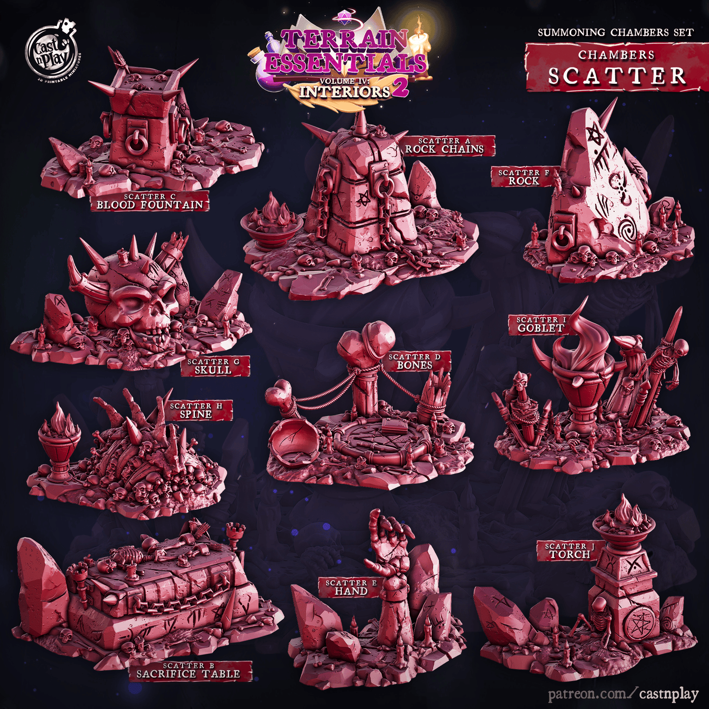 3D Printed Cast n Play Summoning Chambers Scatter Terrain Set 28mm 32mm D&D - 3D Printing Boss