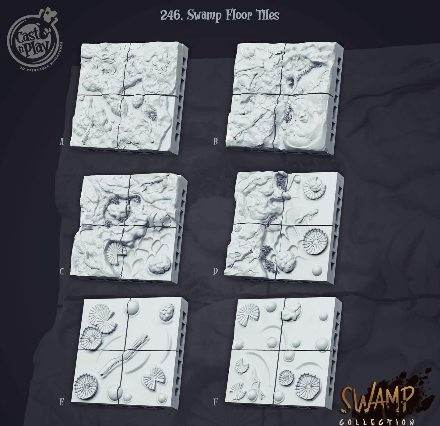 3D Printed Cast n Play Swamp Collection - Swamp Floor tiles 28mm 32mm D&D - 3D Printing Boss