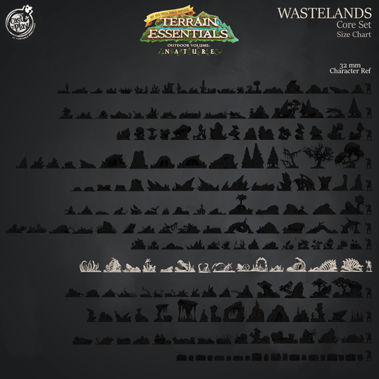 3D Printed Cast n Play Terrain Essentials Nature Wastelands Terrain - Wastelands Core Set 28mm 32mm D&D - 3D Printing Boss
