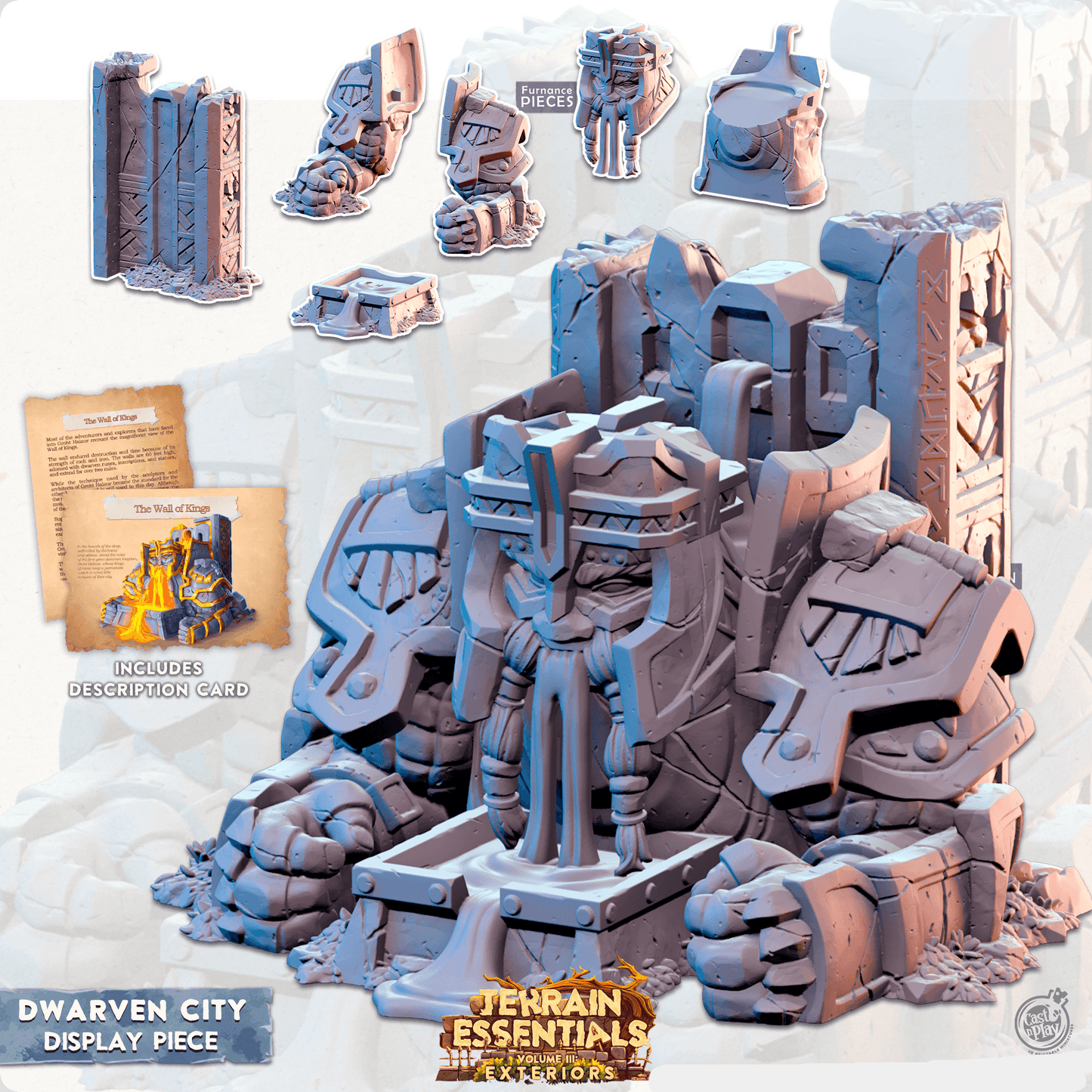 3D Printed Cast n Play Terrain Essentials Vol III Exteriors Dwarven City Set Furnance 28mm 32mm D&D - 3D Printing Boss