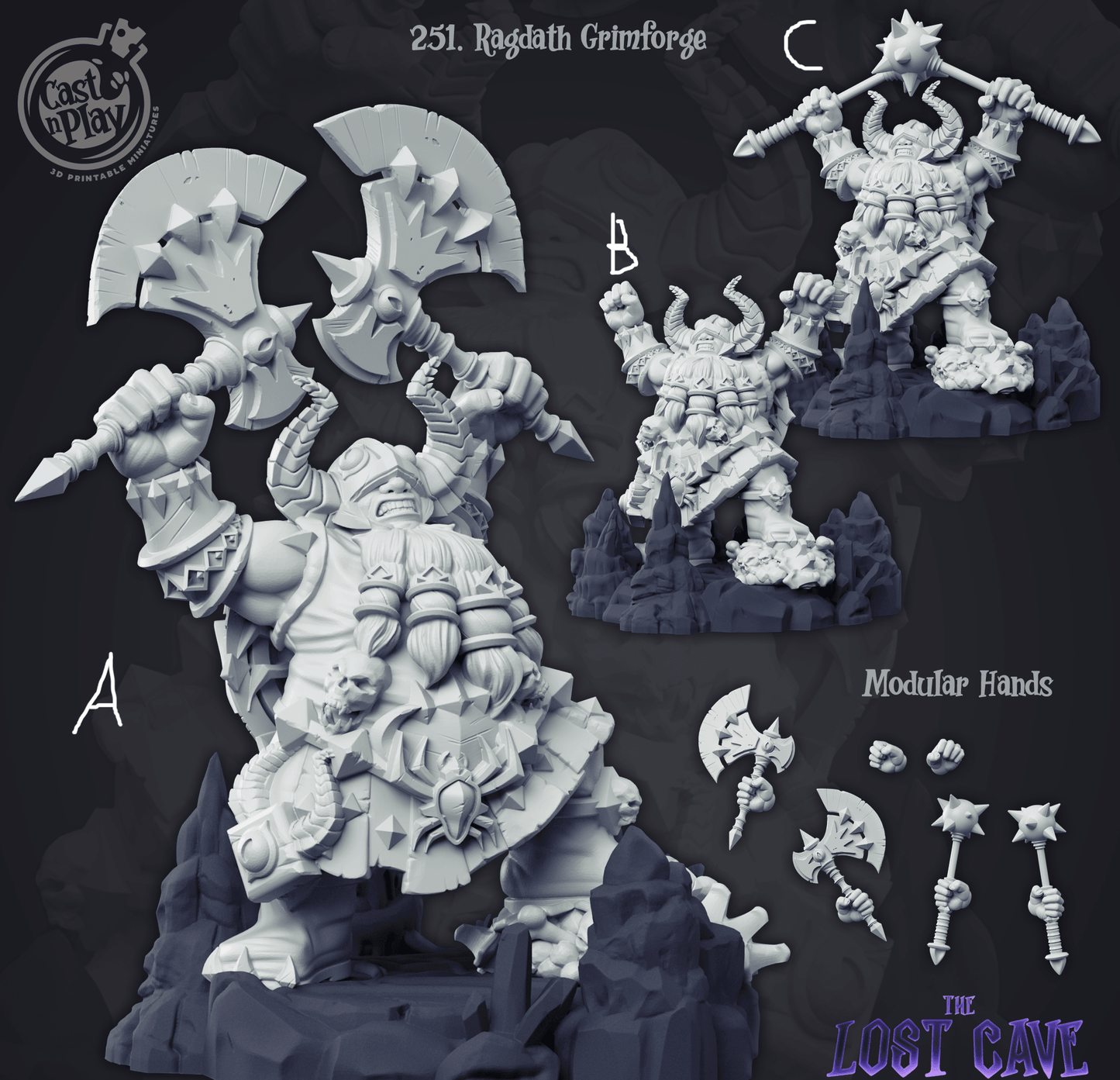 3D Printed Cast n Play The Lost Cave Collection - Ragdath Grimforge 28mm 32mm D&D - 3D Printing Boss