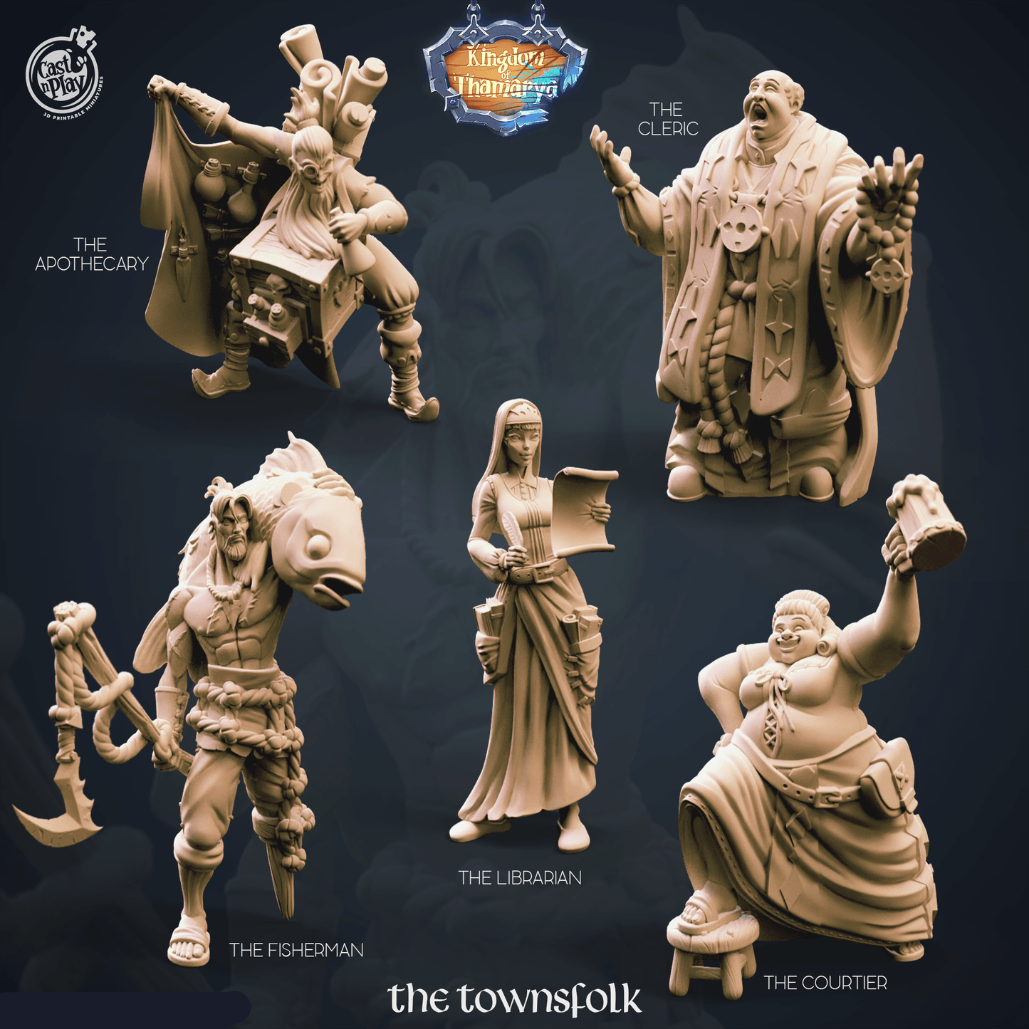 3D Printed Cast n Play Townsfolk Pack Kingdom Of Thamarya 28mm 32mm D&D - 3D Printing Boss