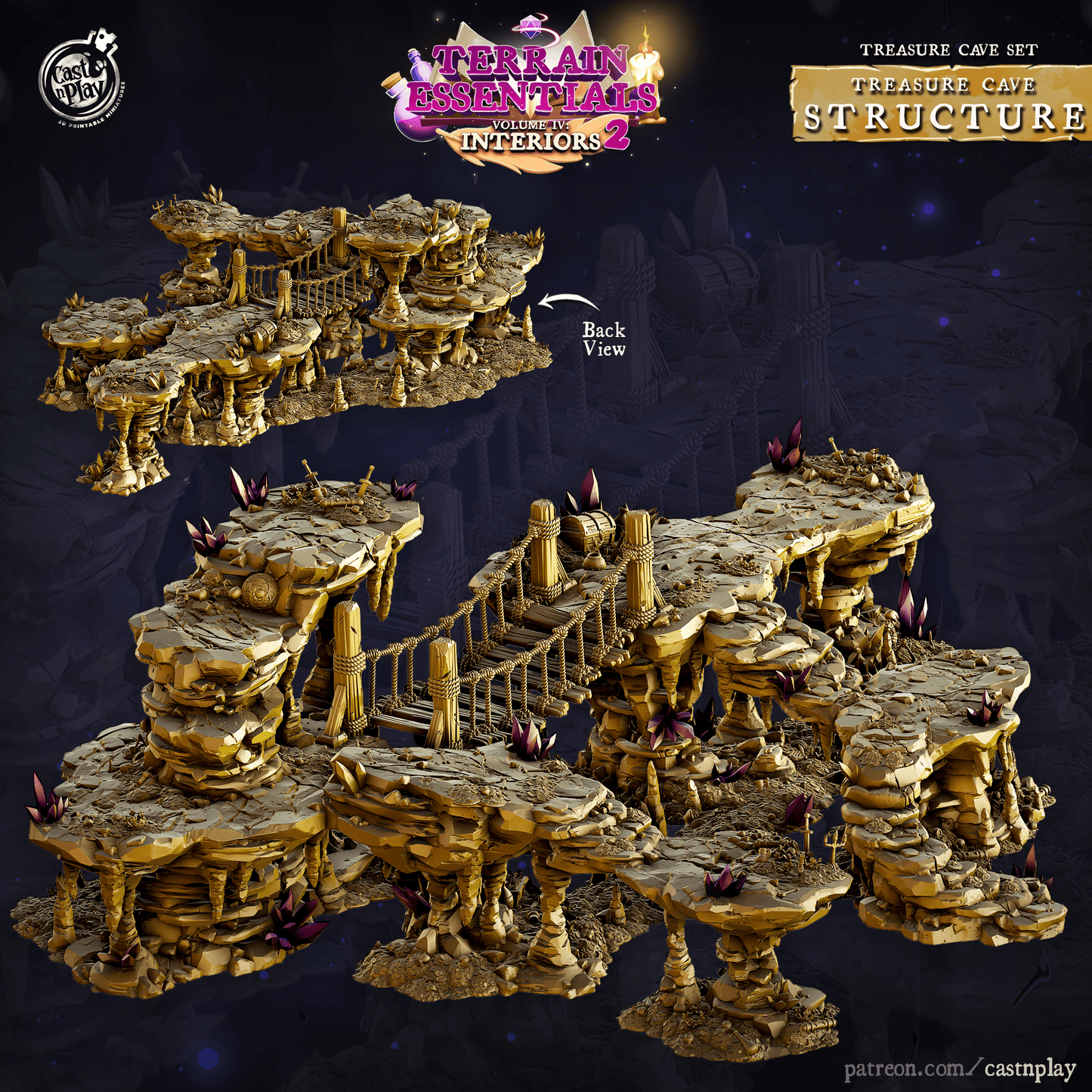 3D Printed Cast n Play Treasure Cave Structure Set 28mm 32mm D&D - 3D Printing Boss